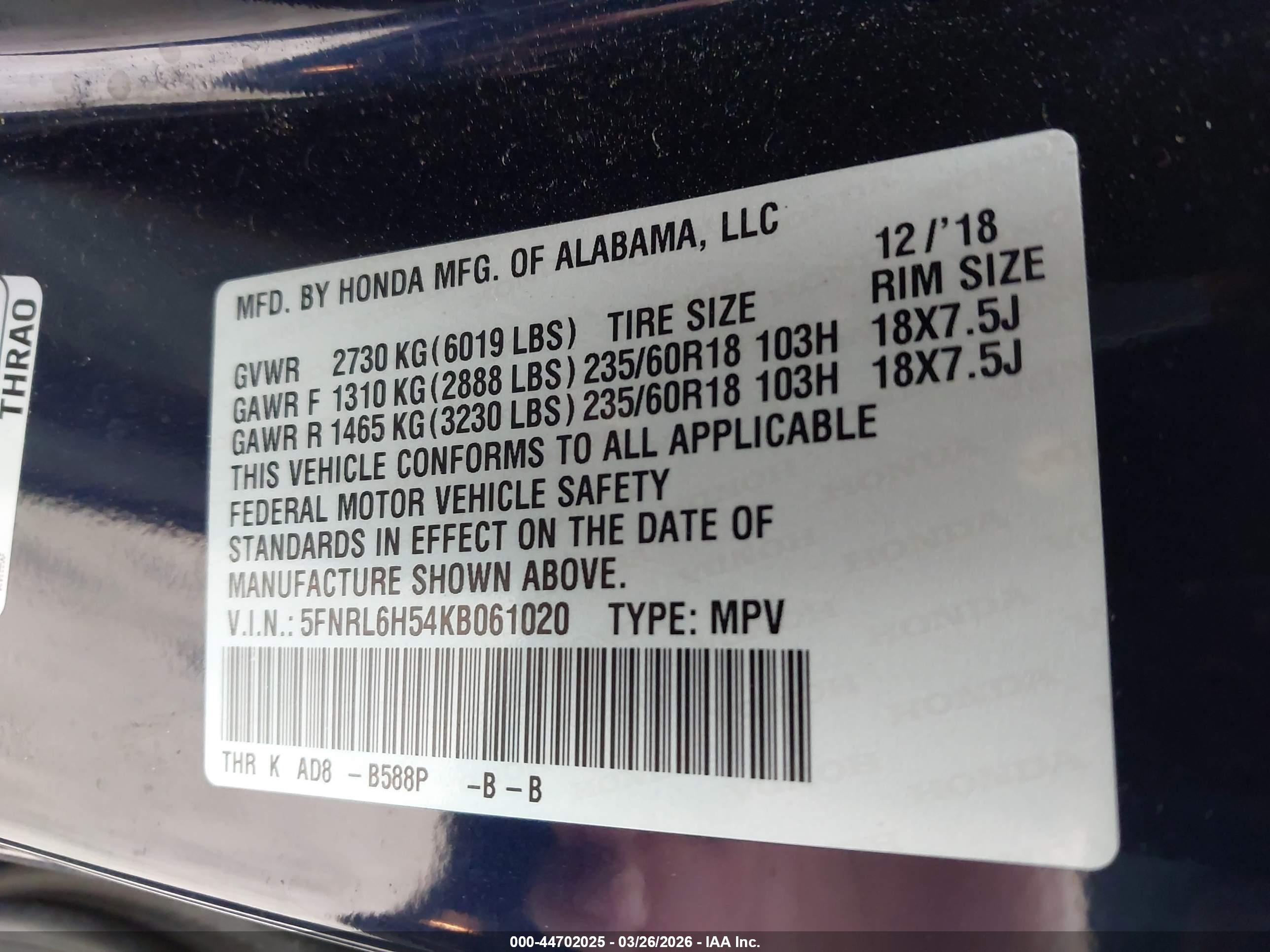 HONDA ODYSSEY image 9