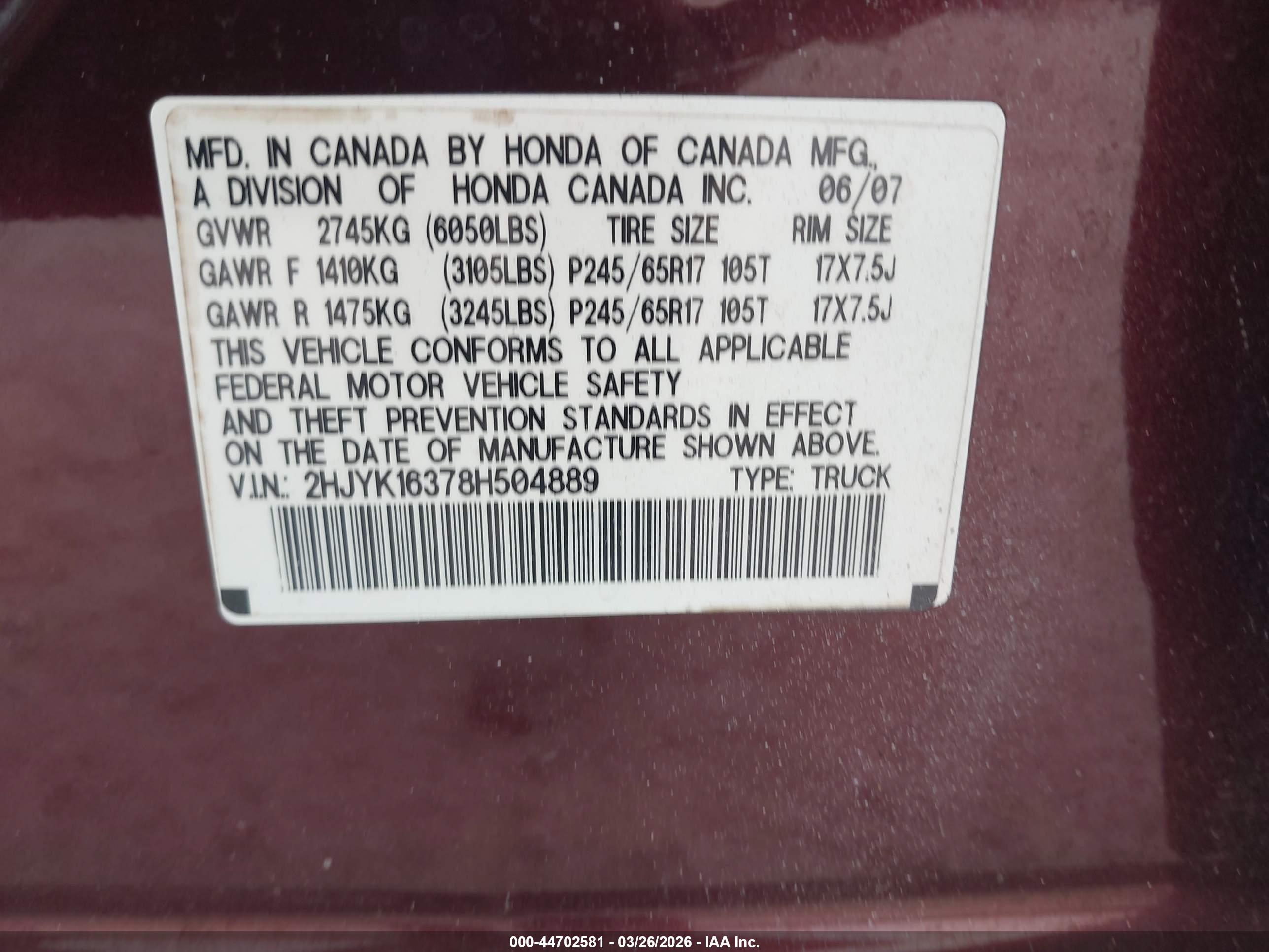 HONDA RIDGELINE image 9