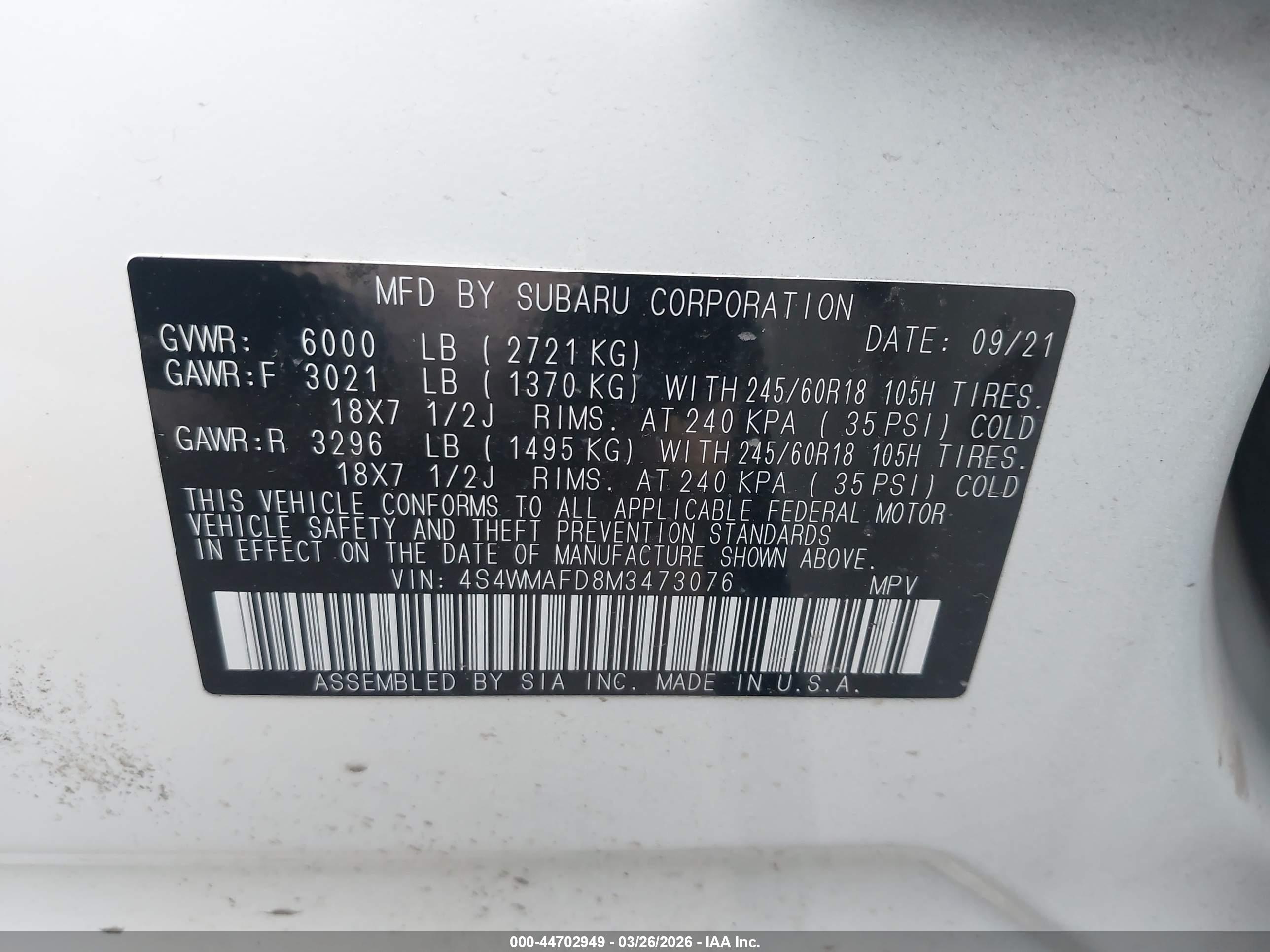 SUBARU ASCENT image 9