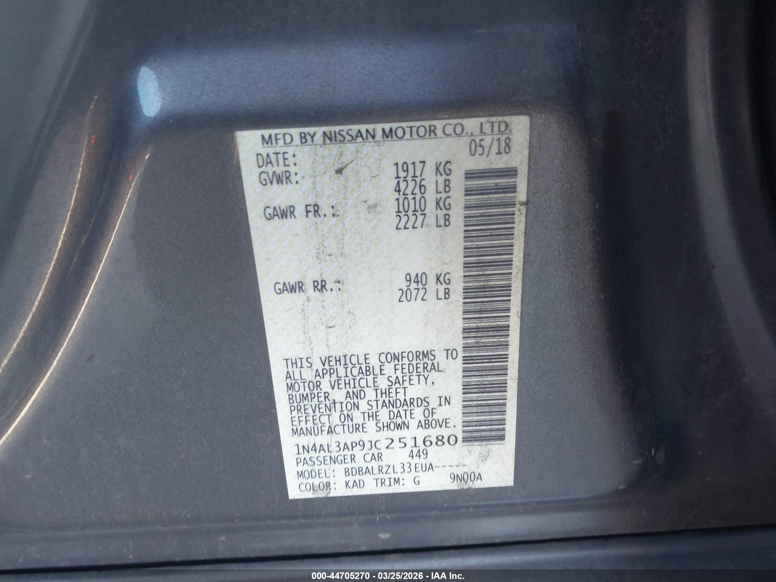 NISSAN ALTIMA image 9