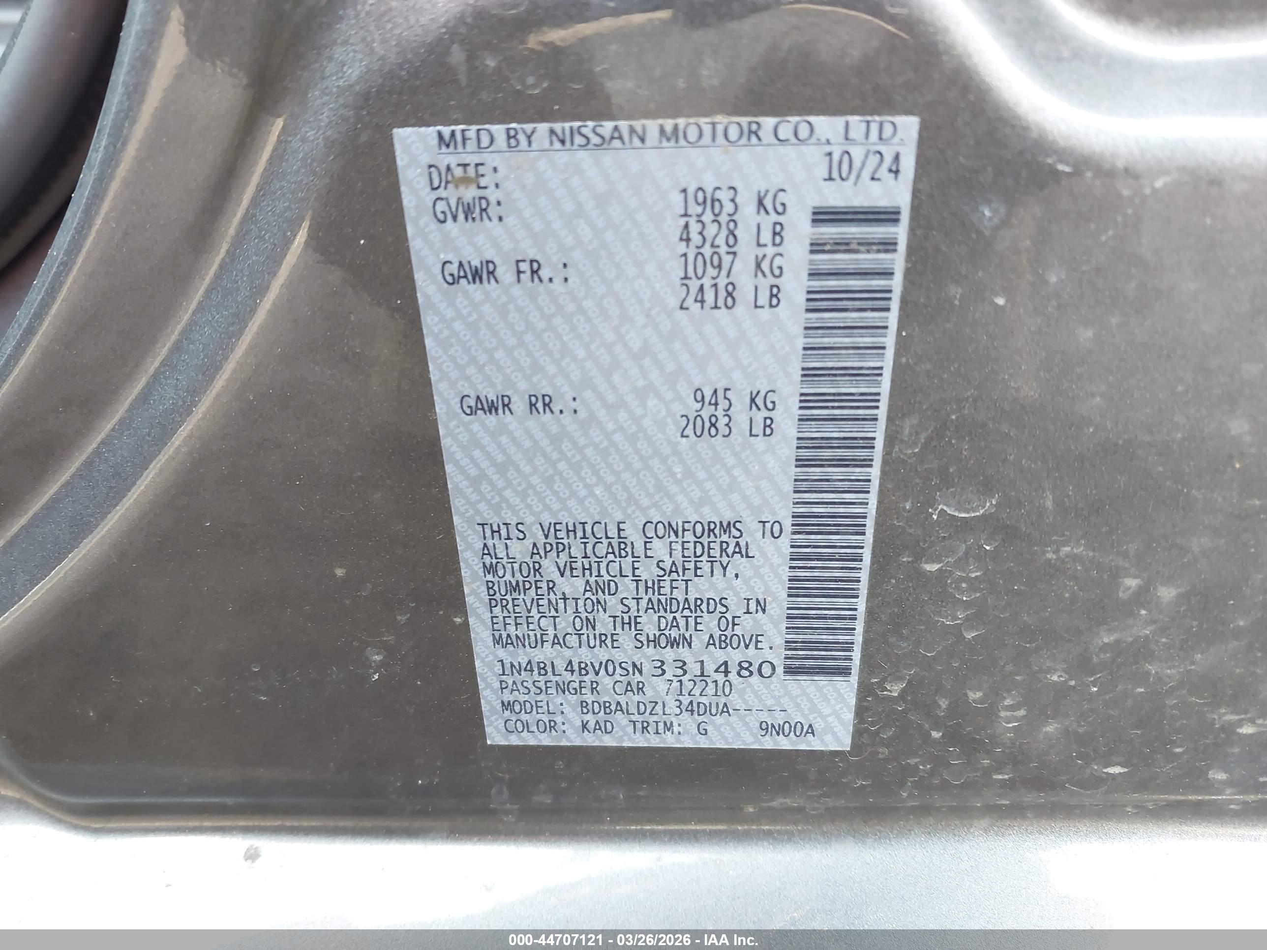 NISSAN ALTIMA image 9