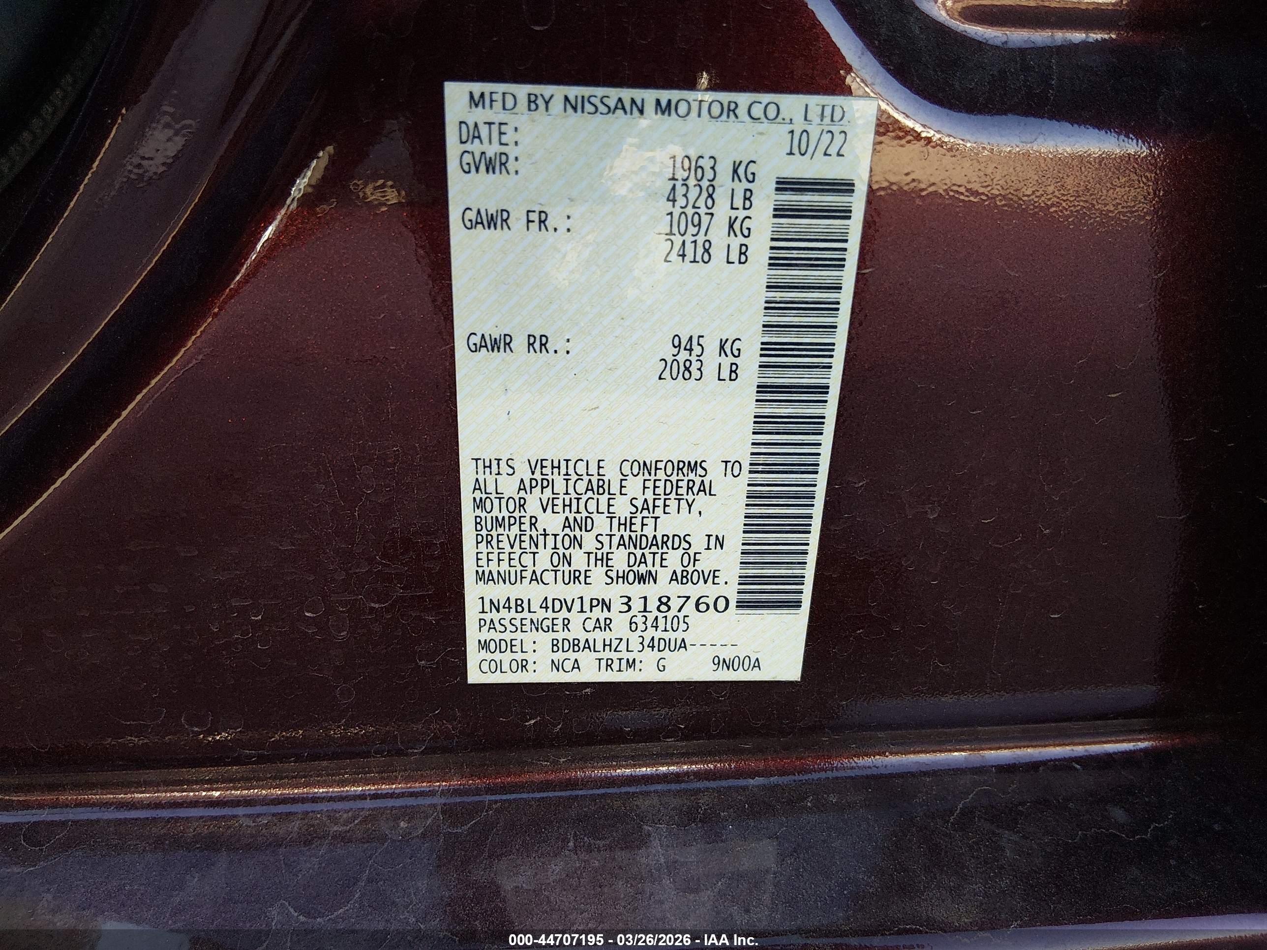 NISSAN ALTIMA image 9