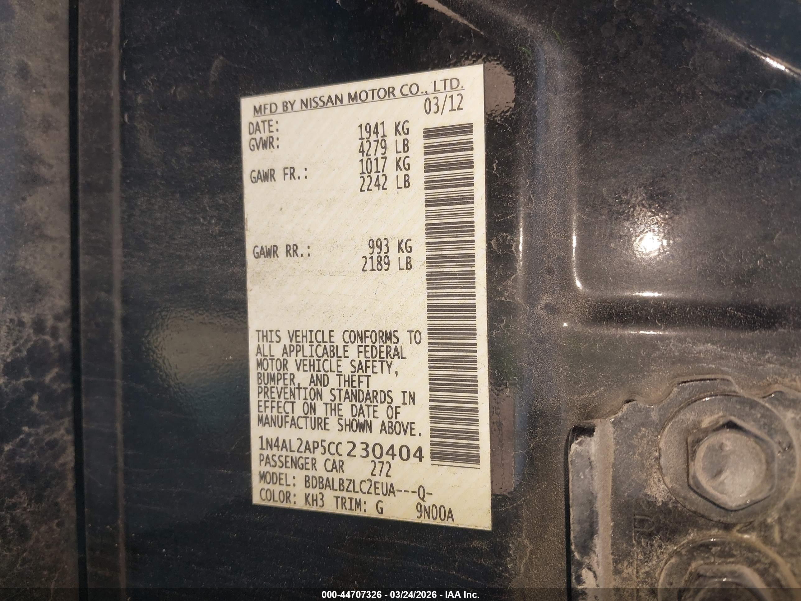 NISSAN ALTIMA image 9