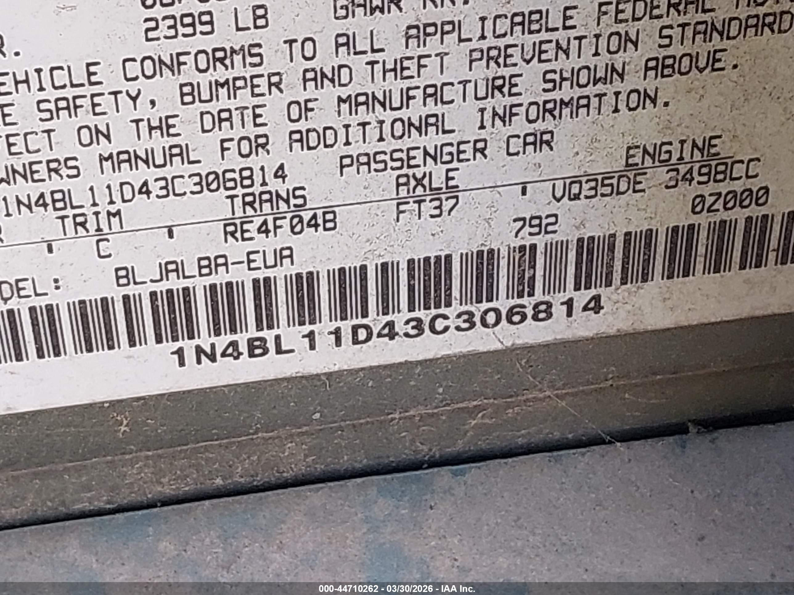 NISSAN ALTIMA image 9