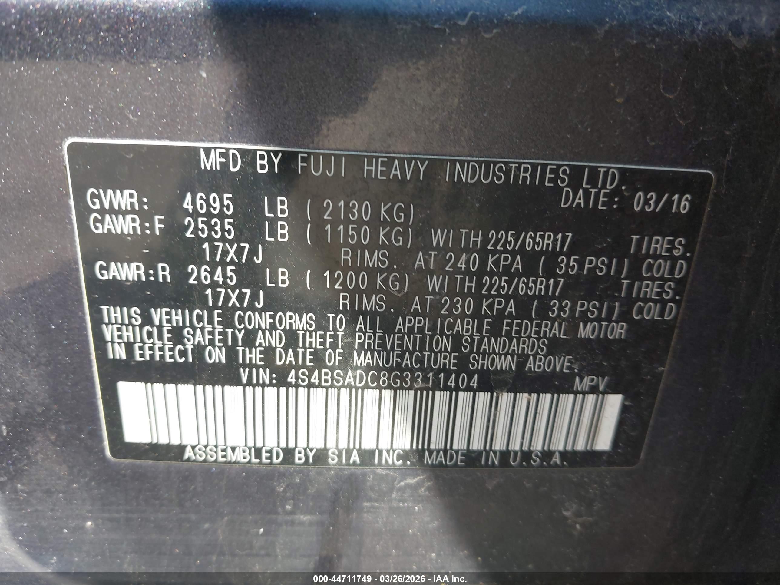 SUBARU OUTBACK image 9