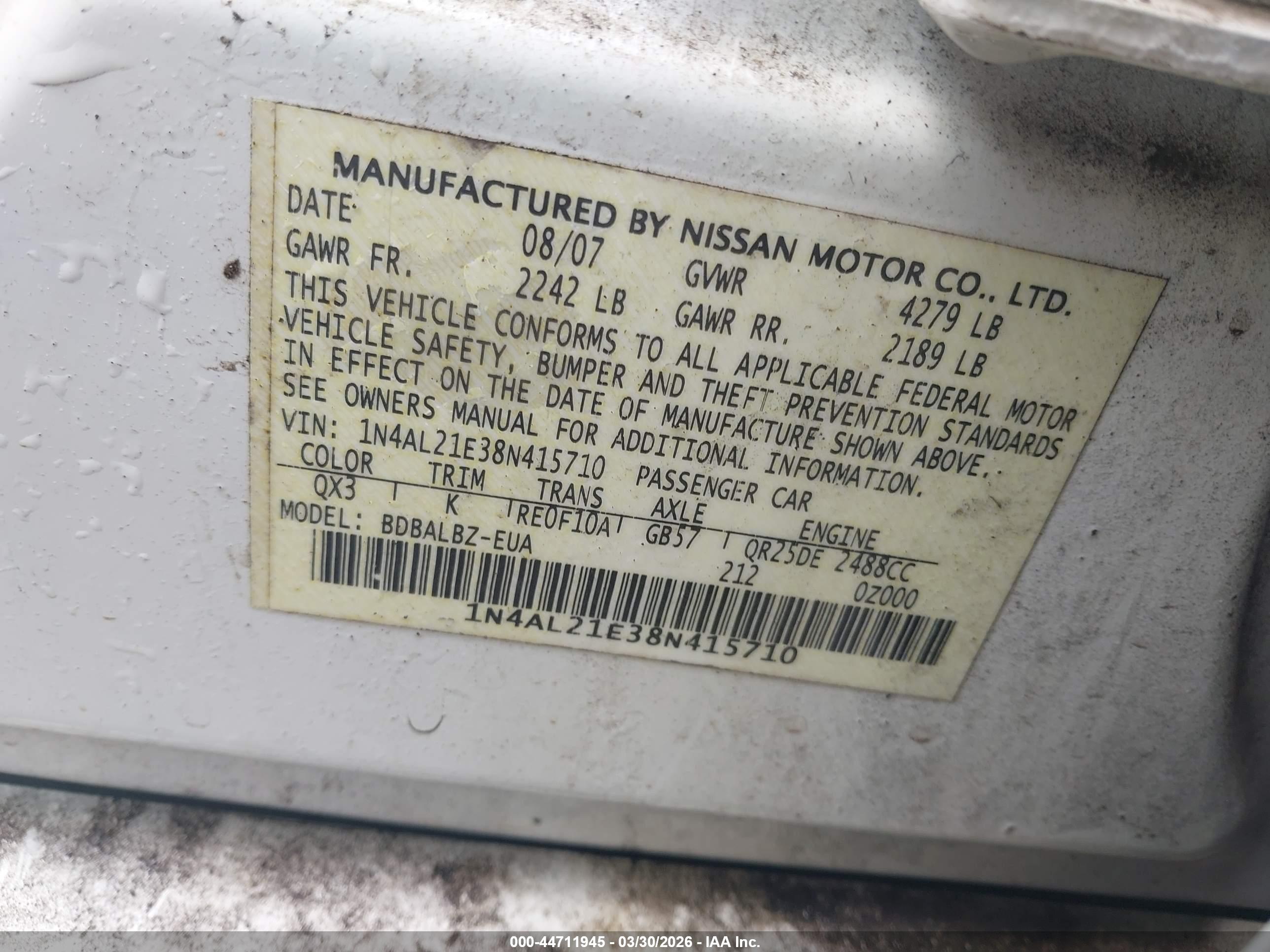 NISSAN ALTIMA image 9