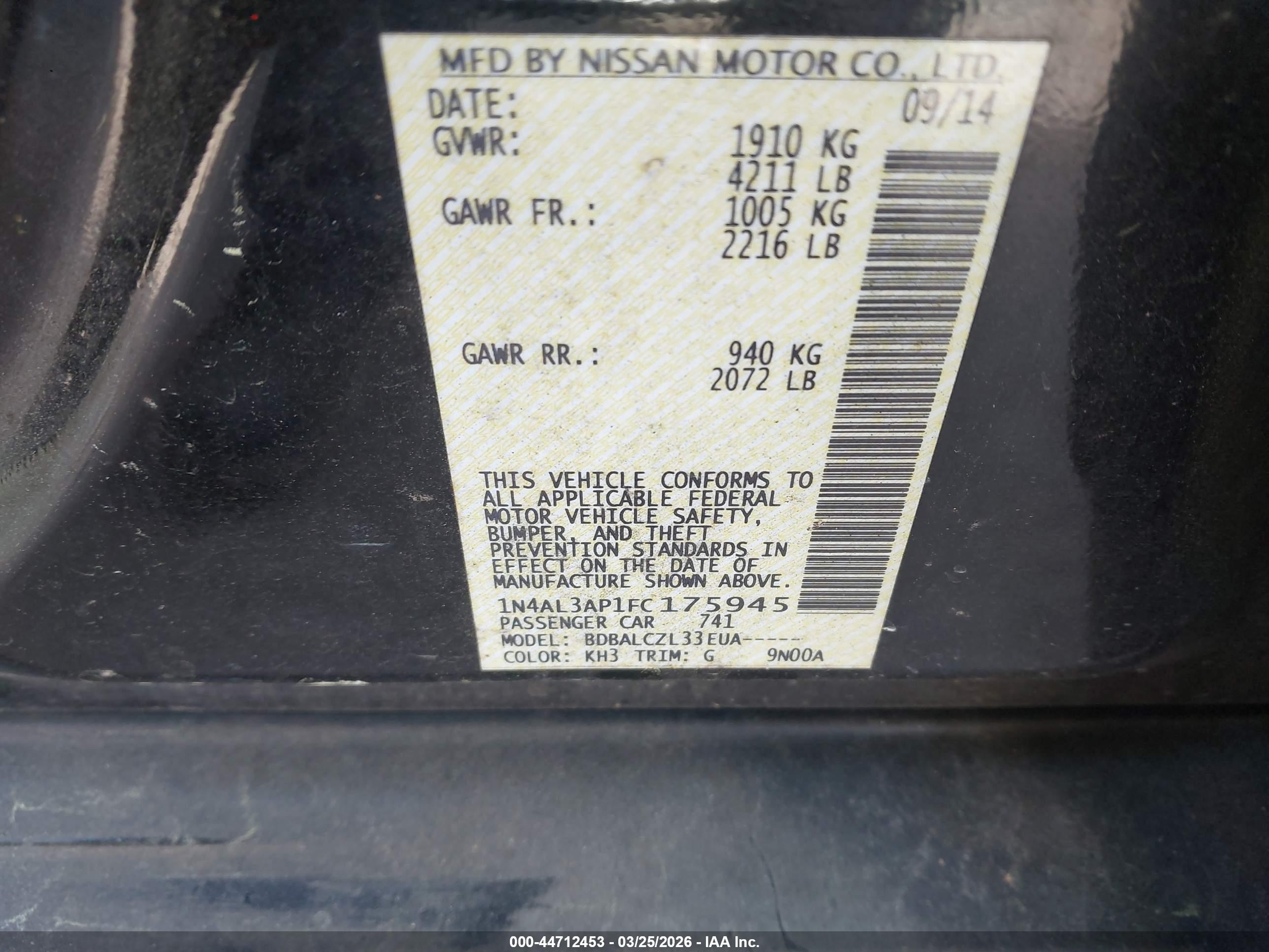 NISSAN ALTIMA image 9