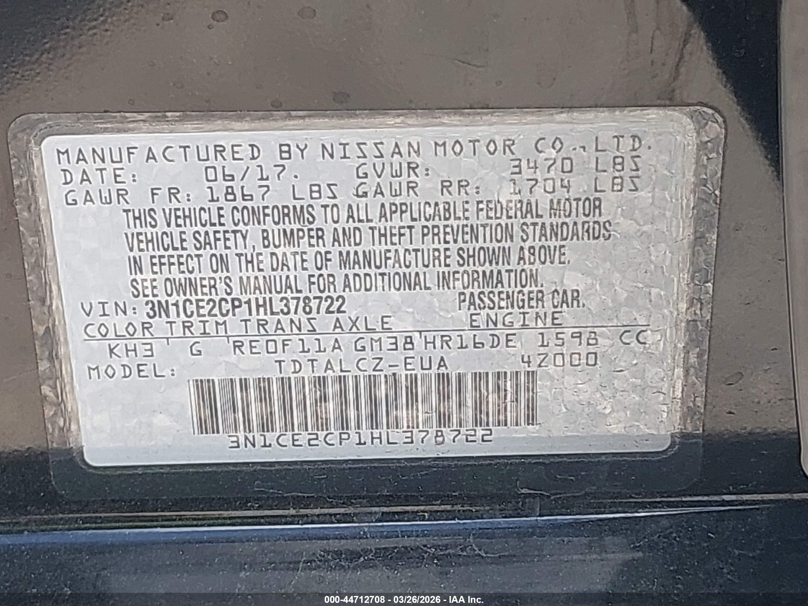 NISSAN VERSA image 9