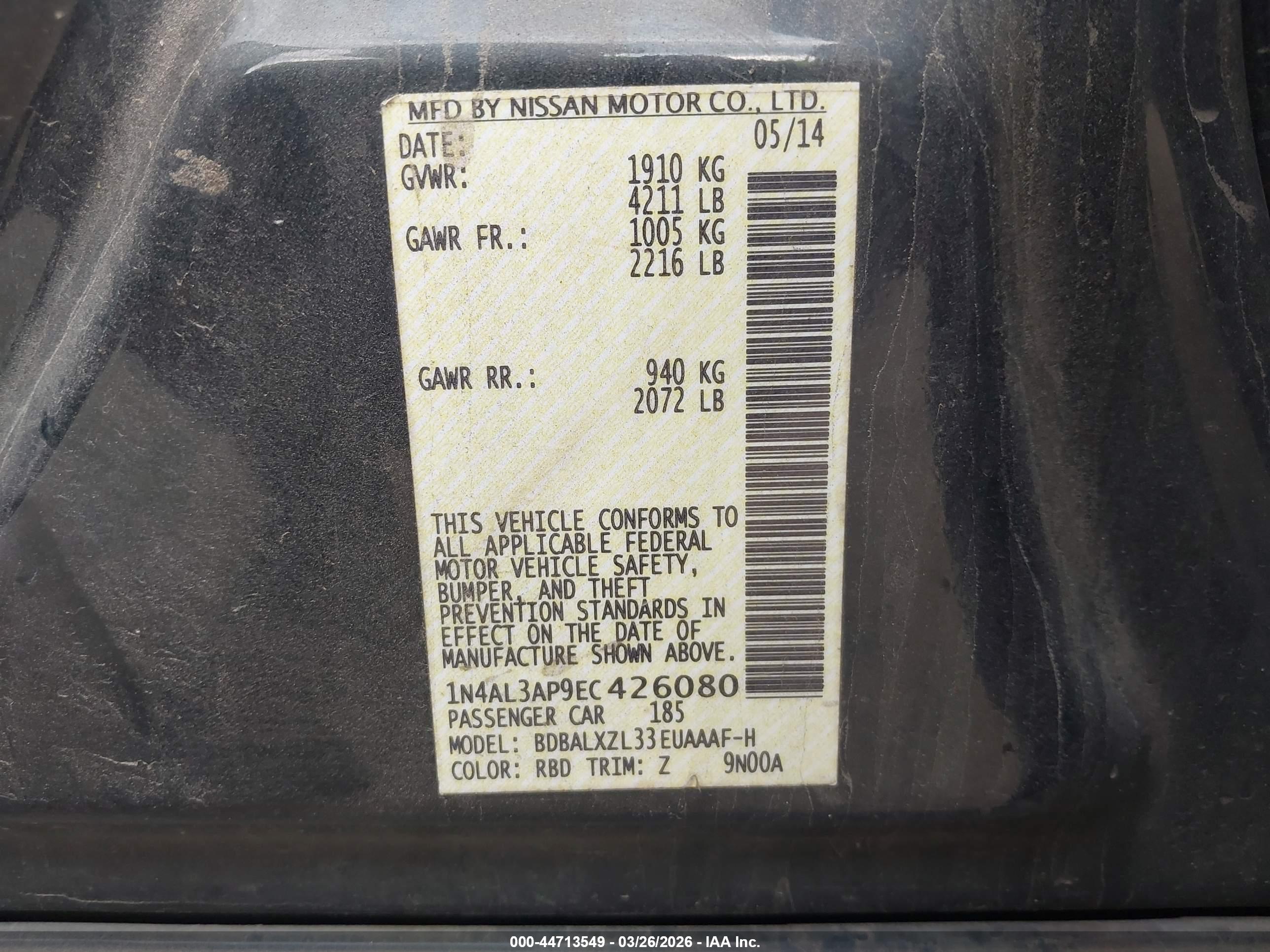 NISSAN ALTIMA image 9