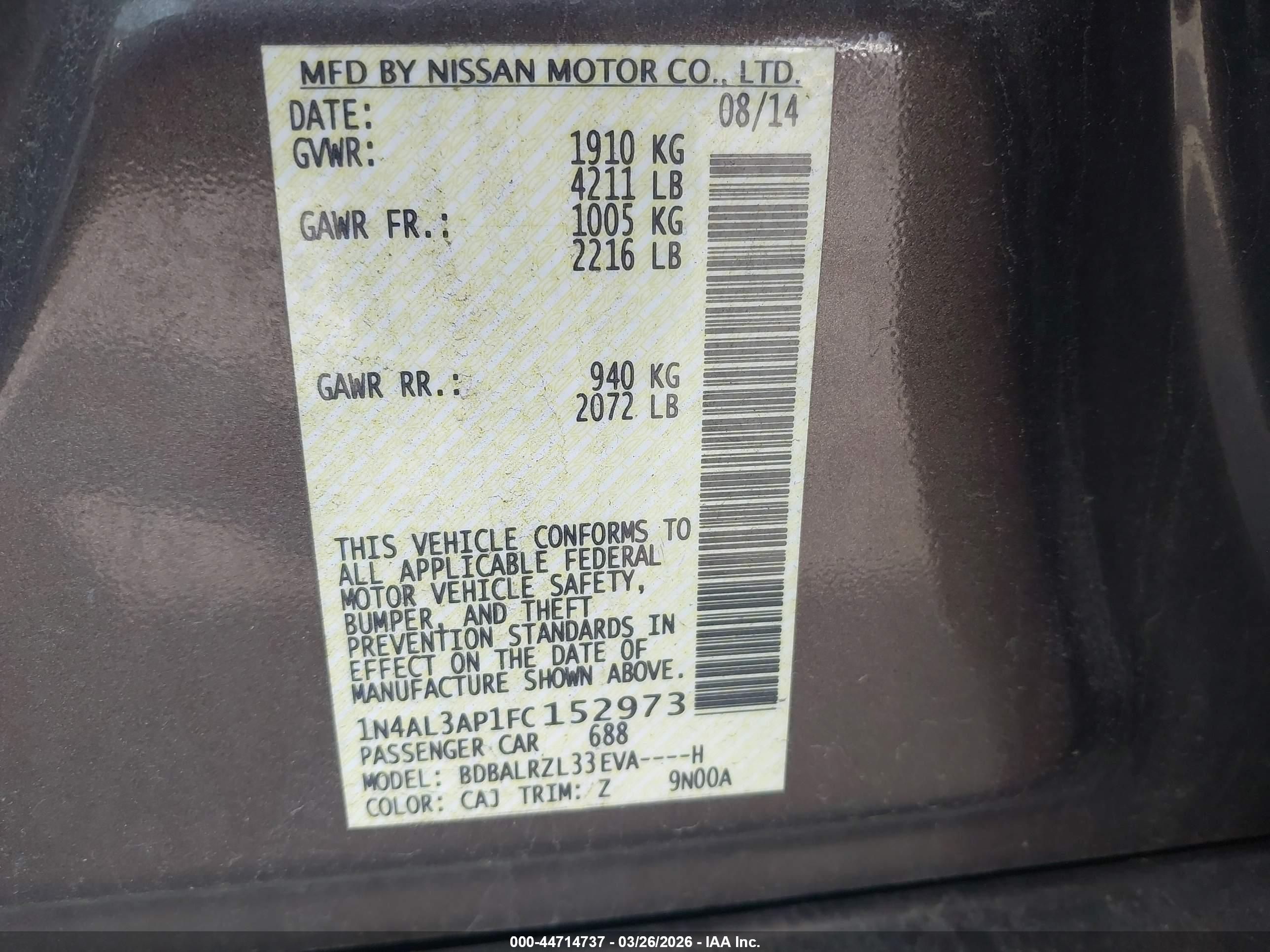 NISSAN ALTIMA image 9