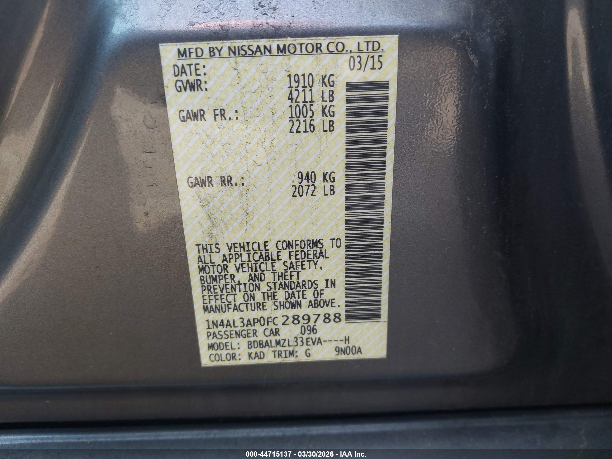 NISSAN ALTIMA image 9