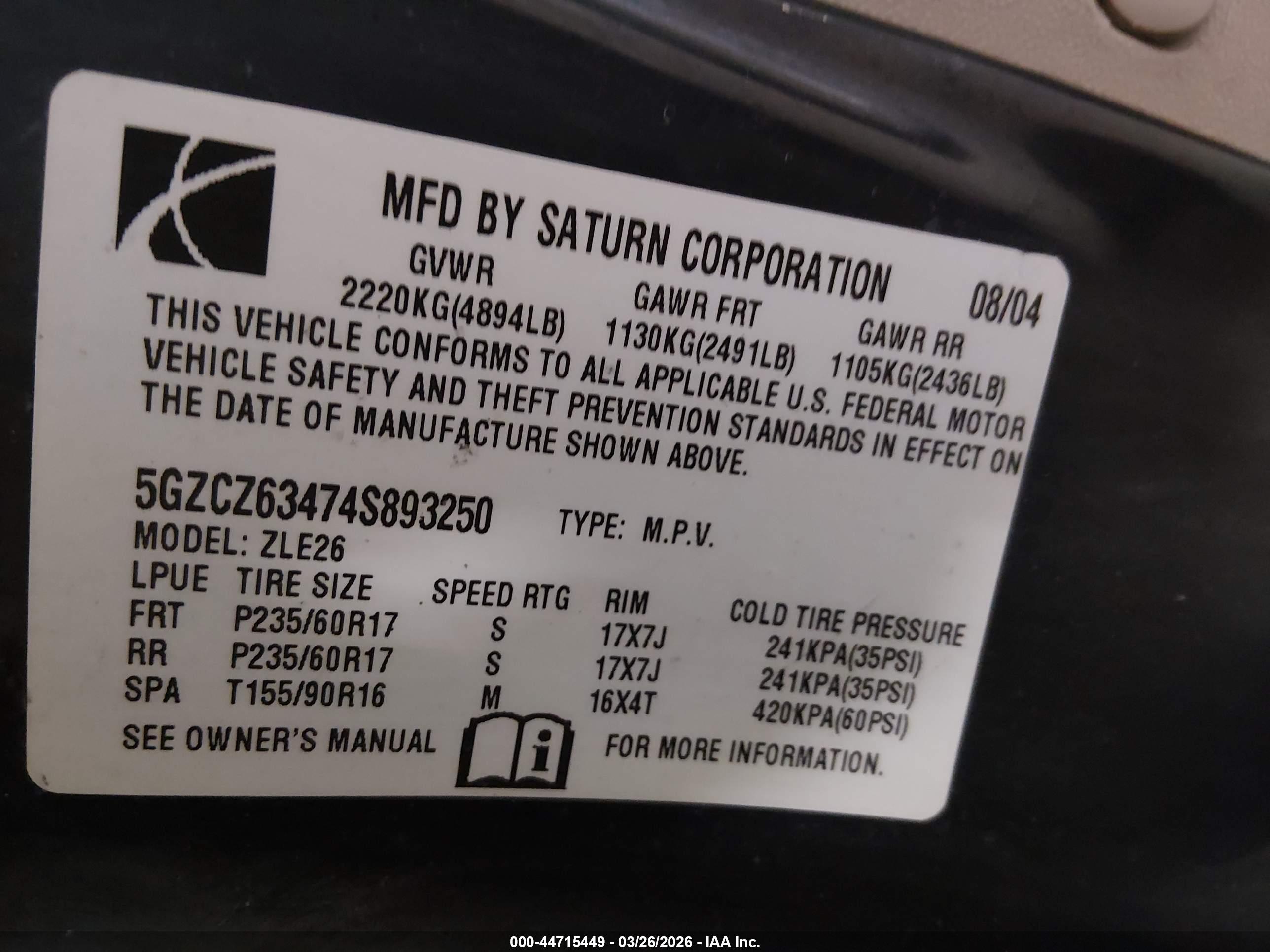 SATURN VUE image 9