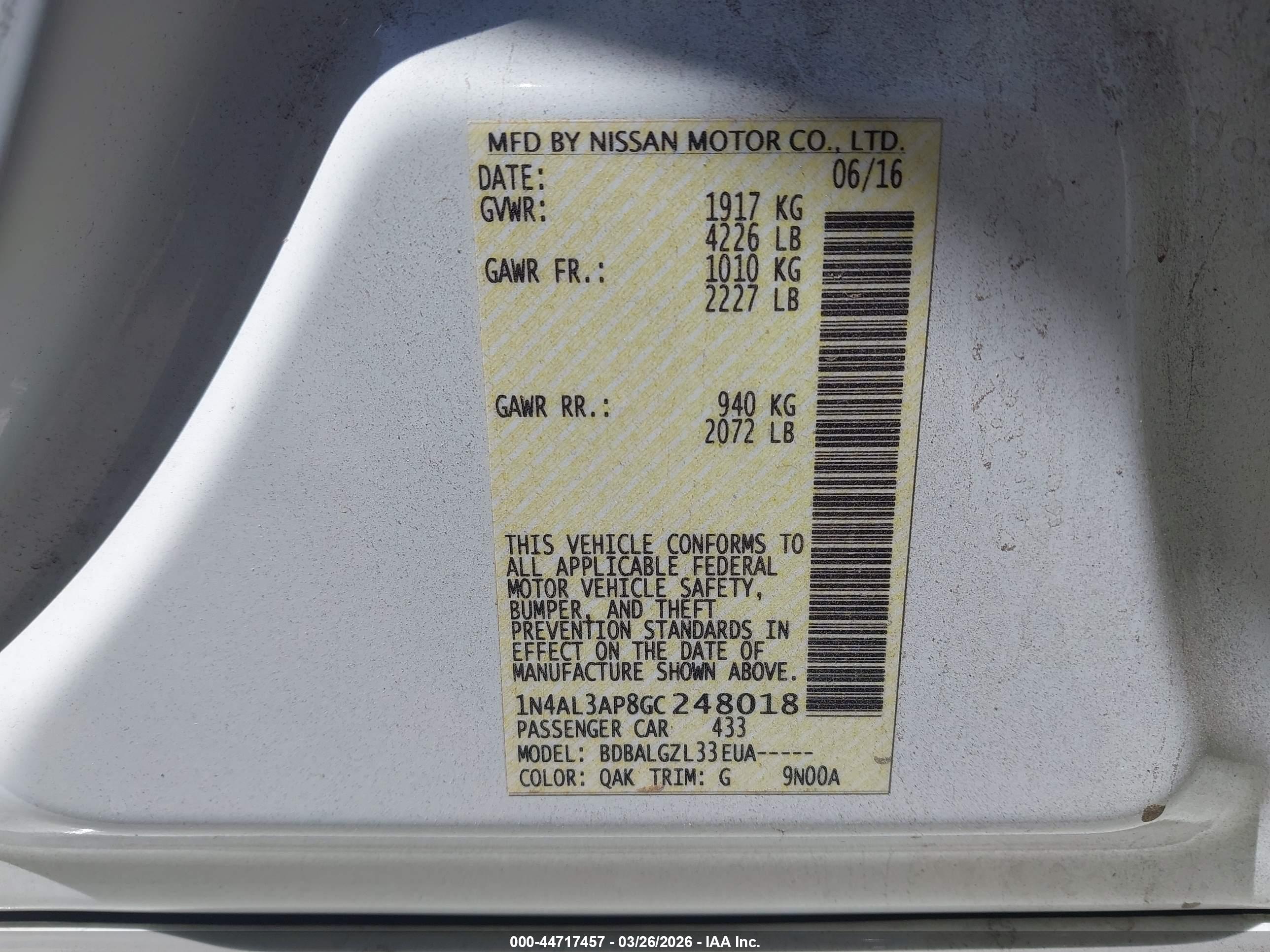 NISSAN ALTIMA image 9