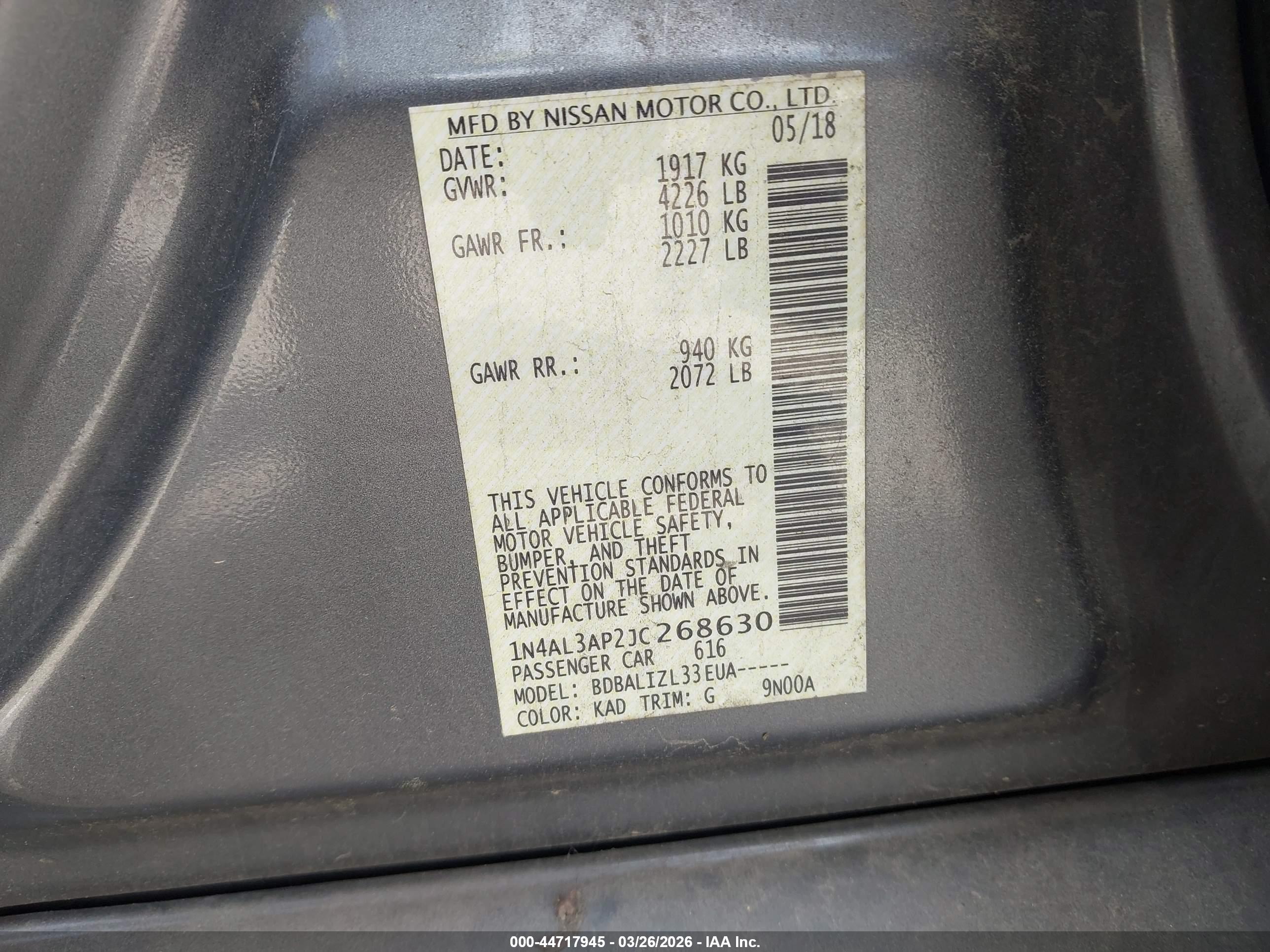 NISSAN ALTIMA image 9