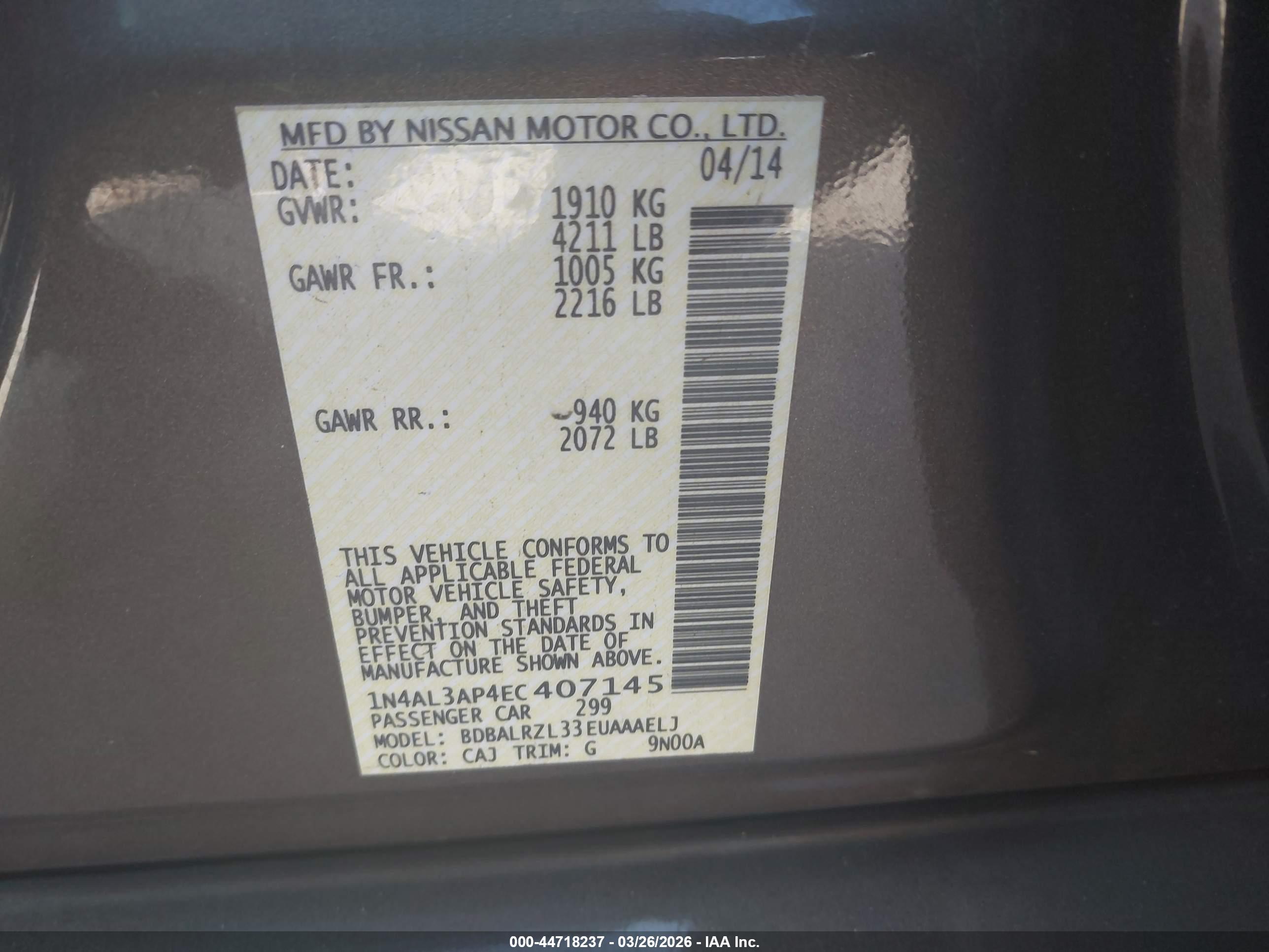 NISSAN ALTIMA image 9