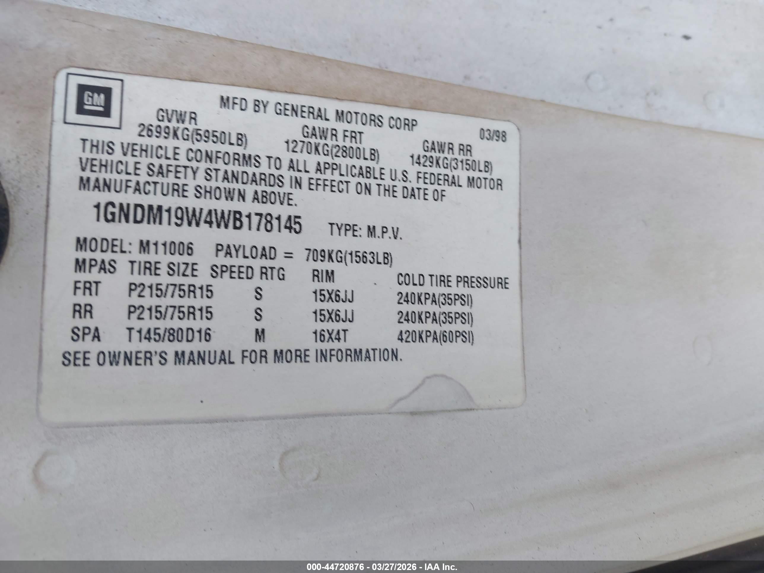 CHEVROLET ASTRO image 9