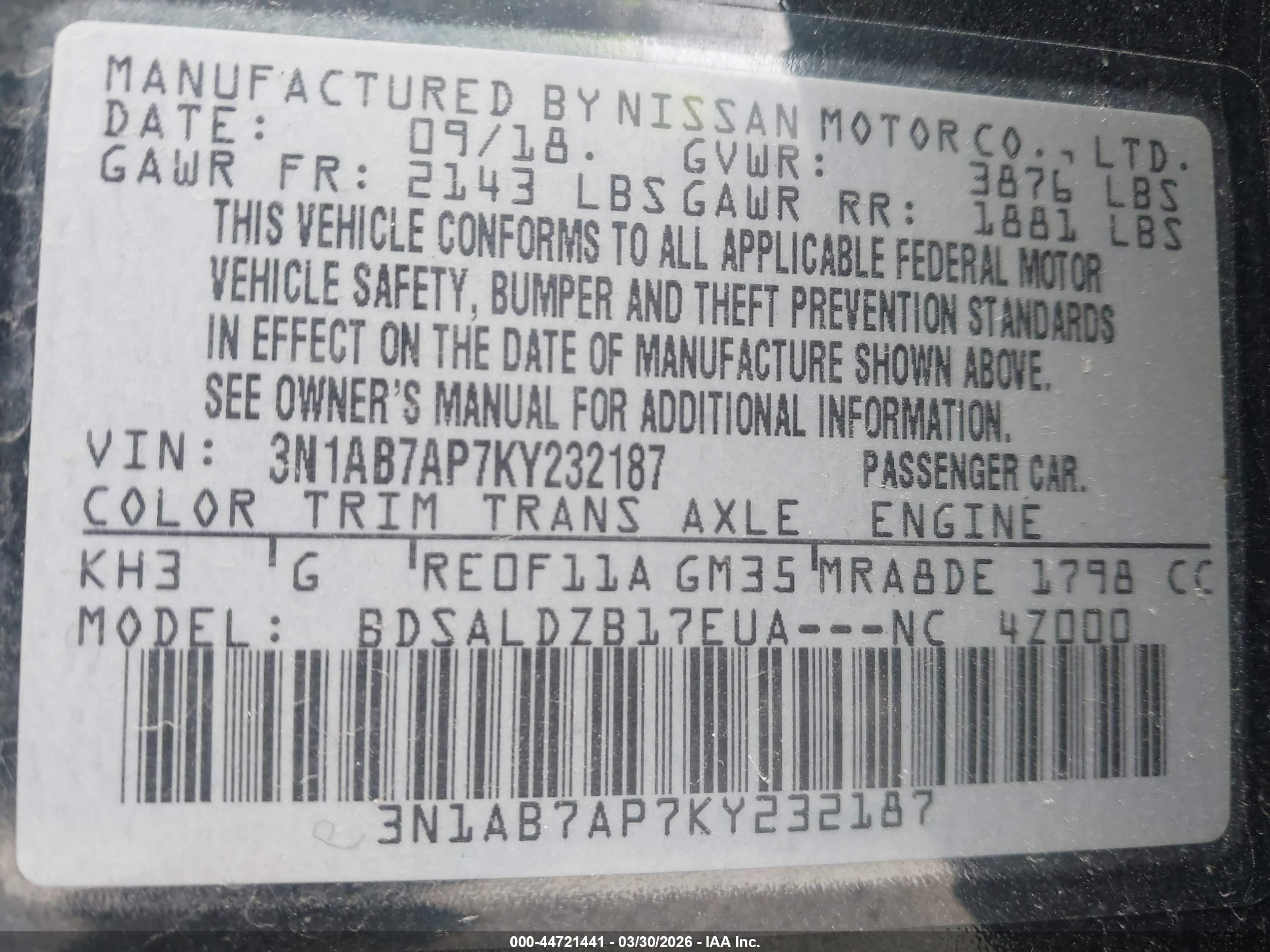 NISSAN SENTRA image 9