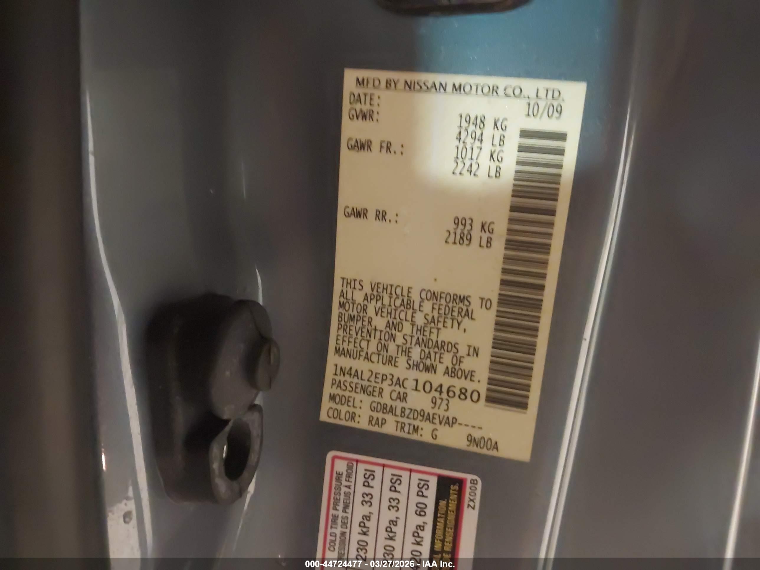 NISSAN ALTIMA image 9