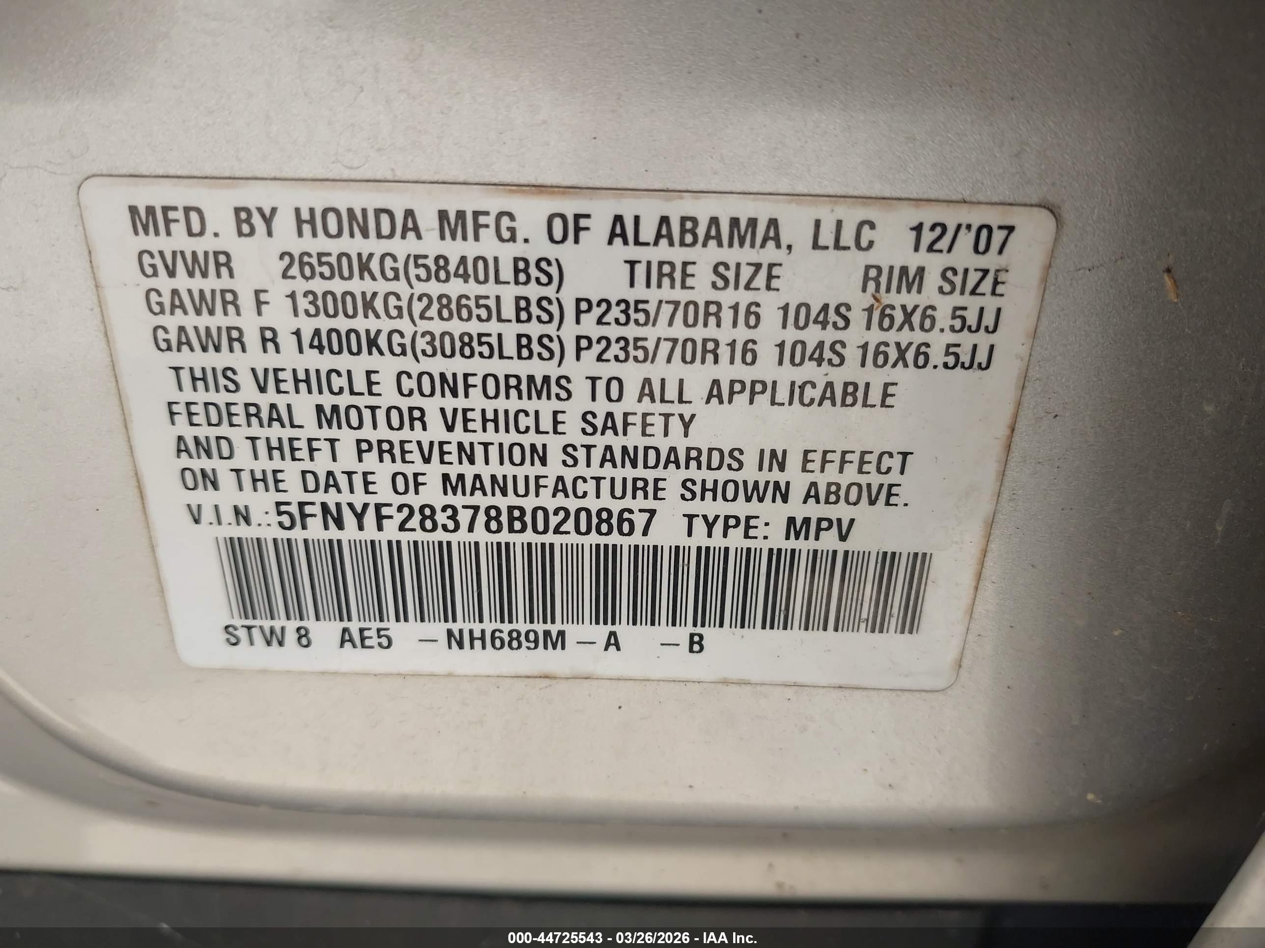 HONDA PILOT image 9