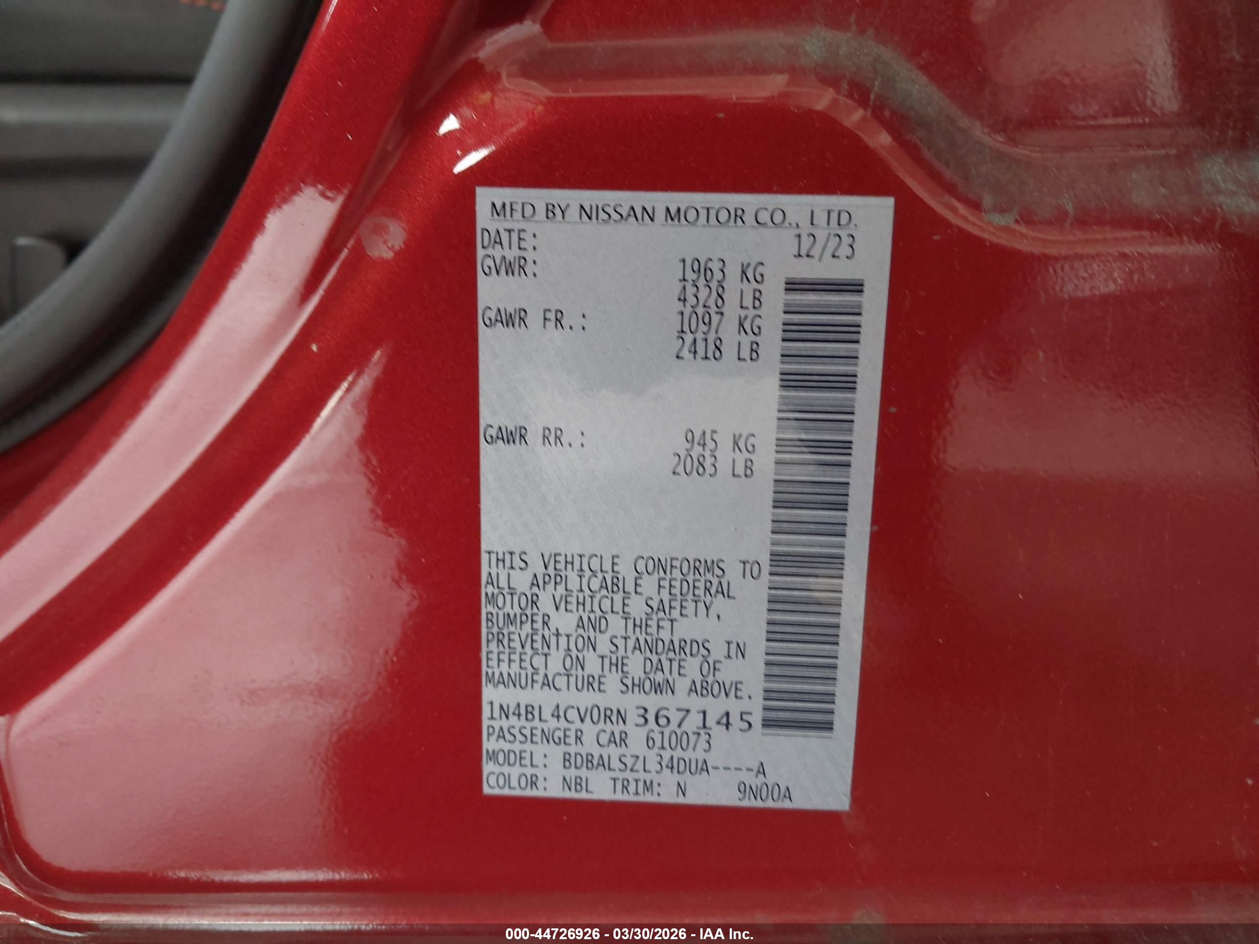 NISSAN ALTIMA image 9