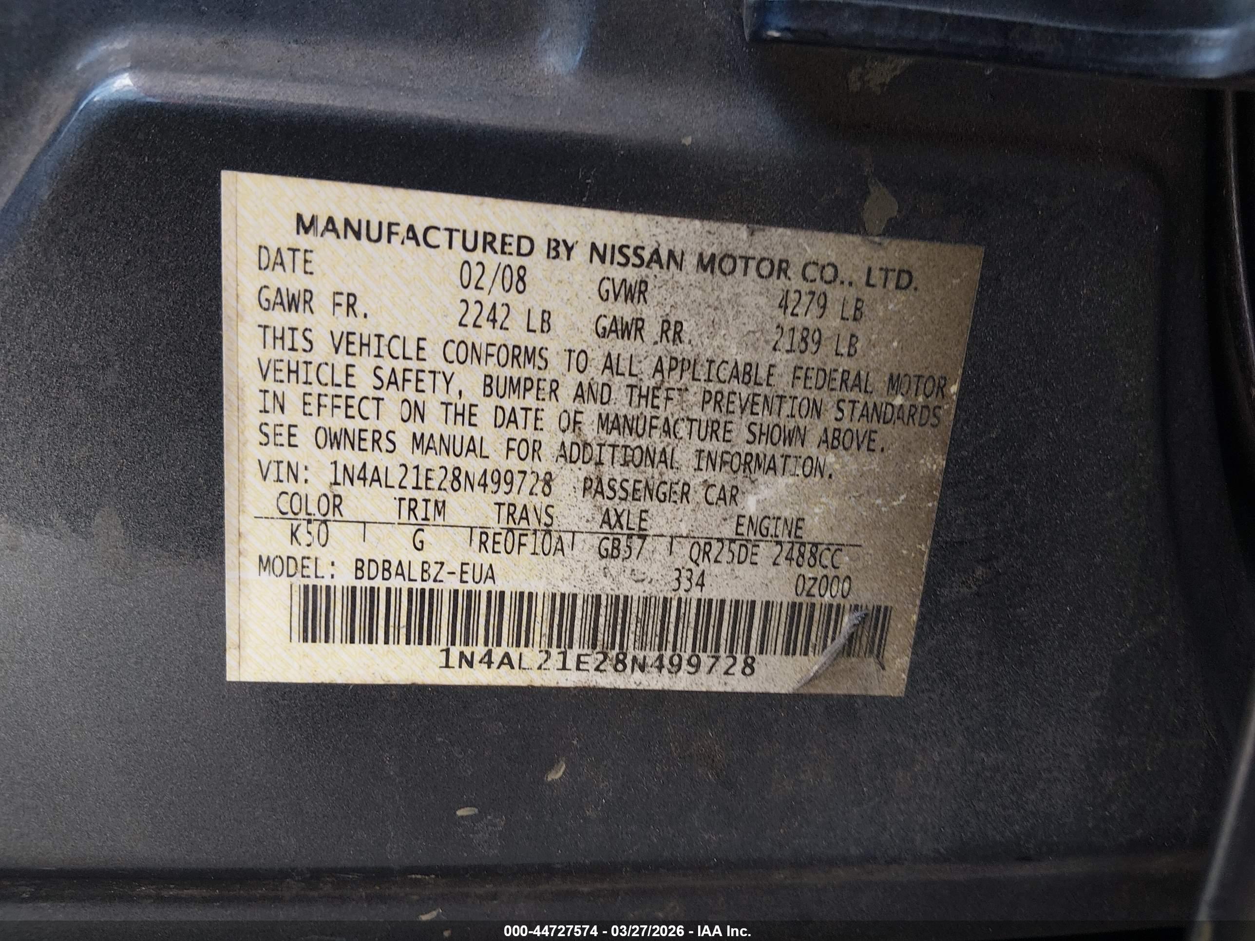 NISSAN ALTIMA image 9