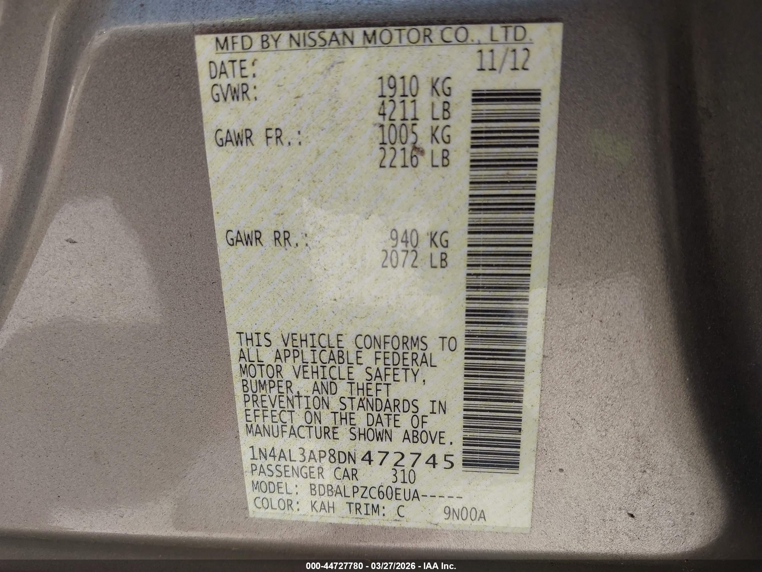 NISSAN ALTIMA image 9