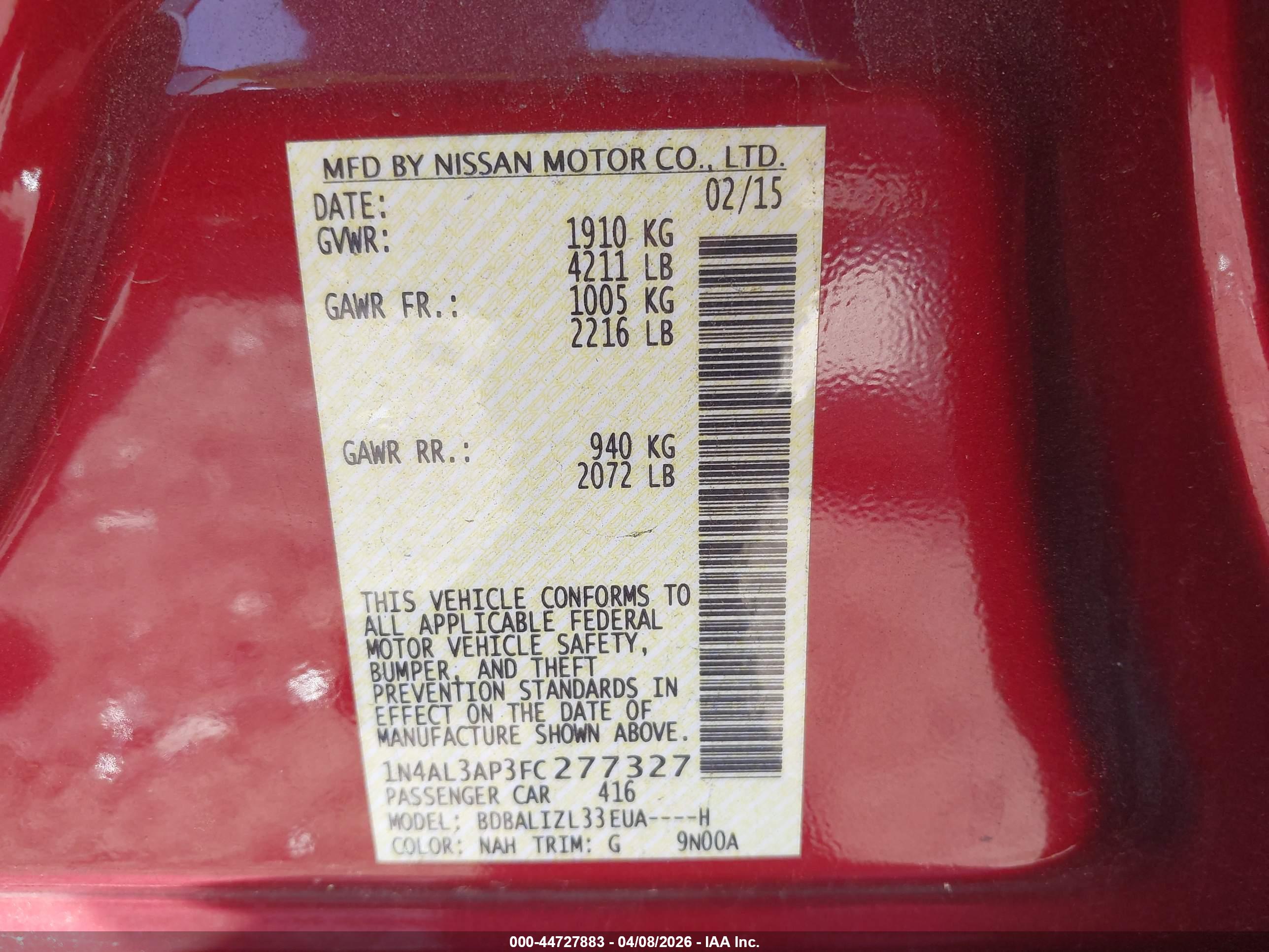 NISSAN ALTIMA image 9