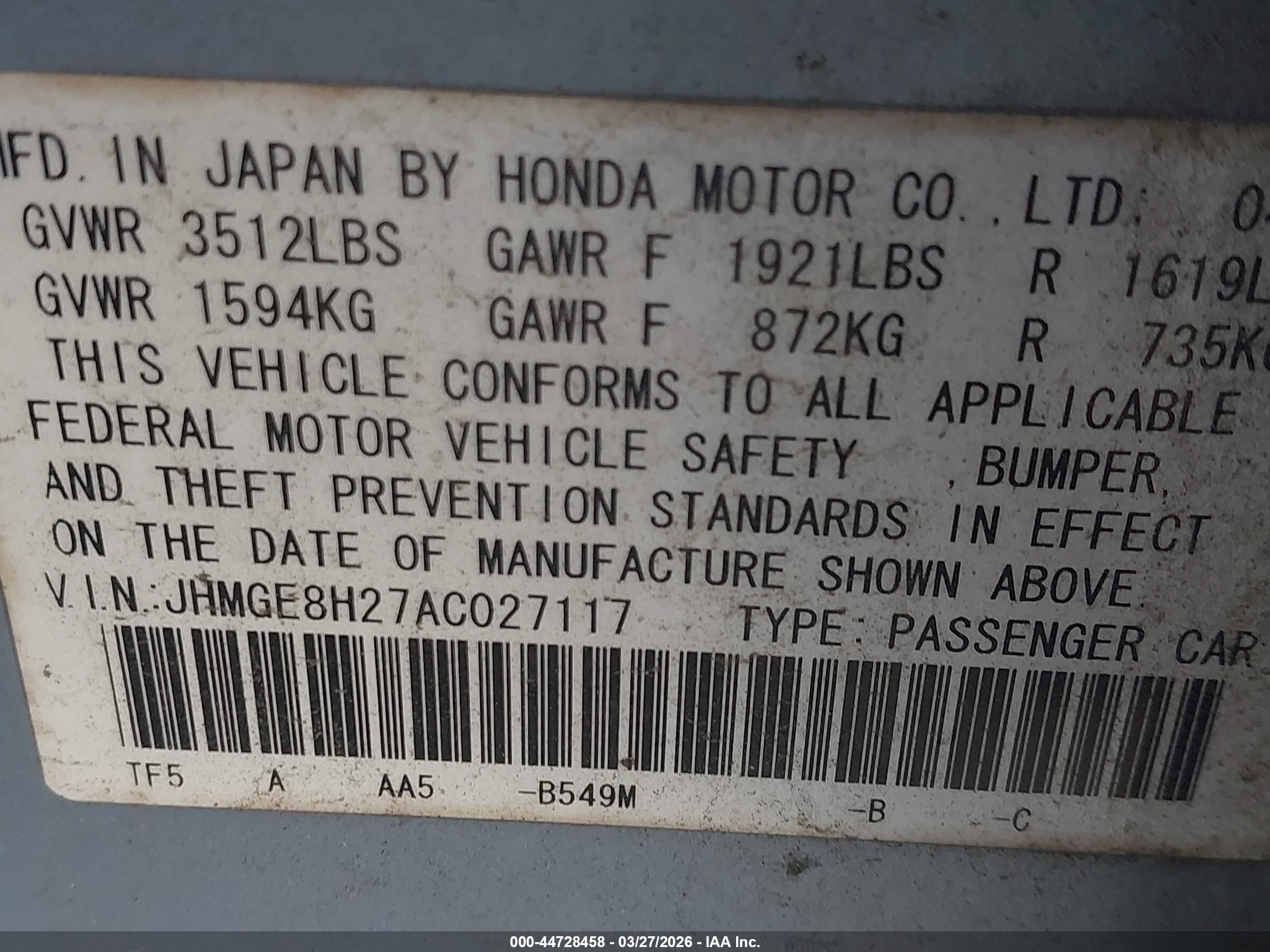 HONDA FIT image 9