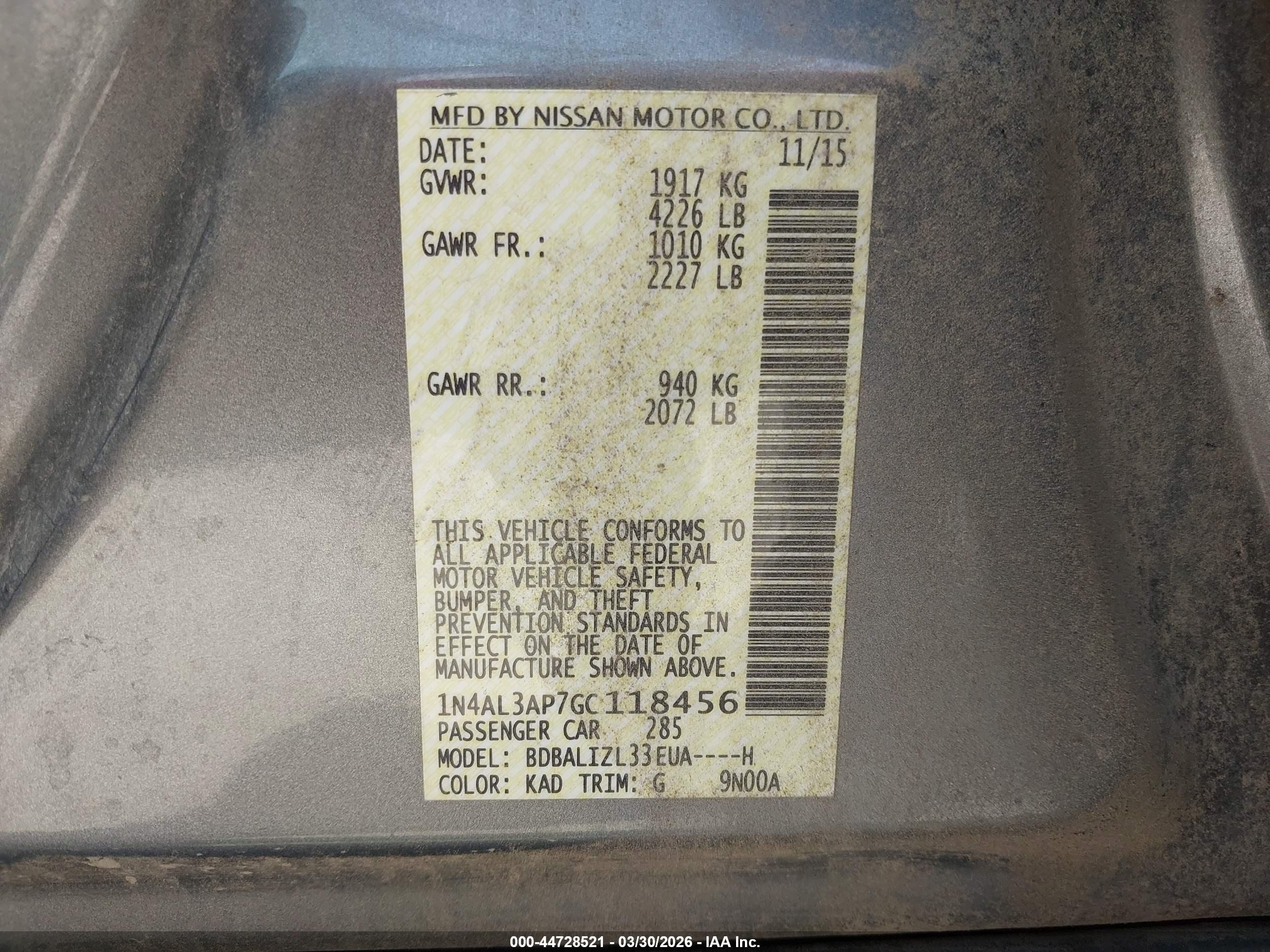 NISSAN ALTIMA image 9