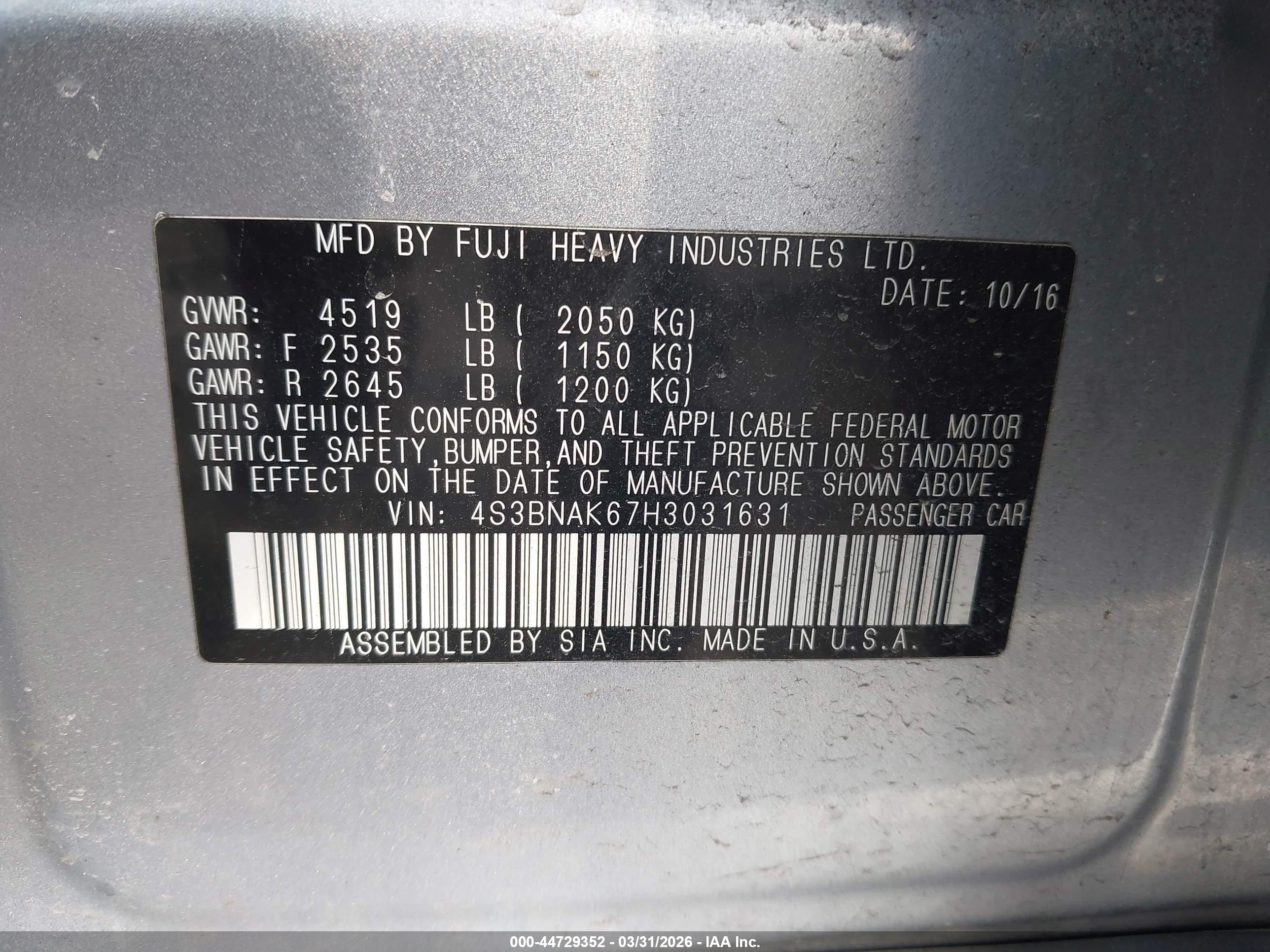 SUBARU LEGACY image 9