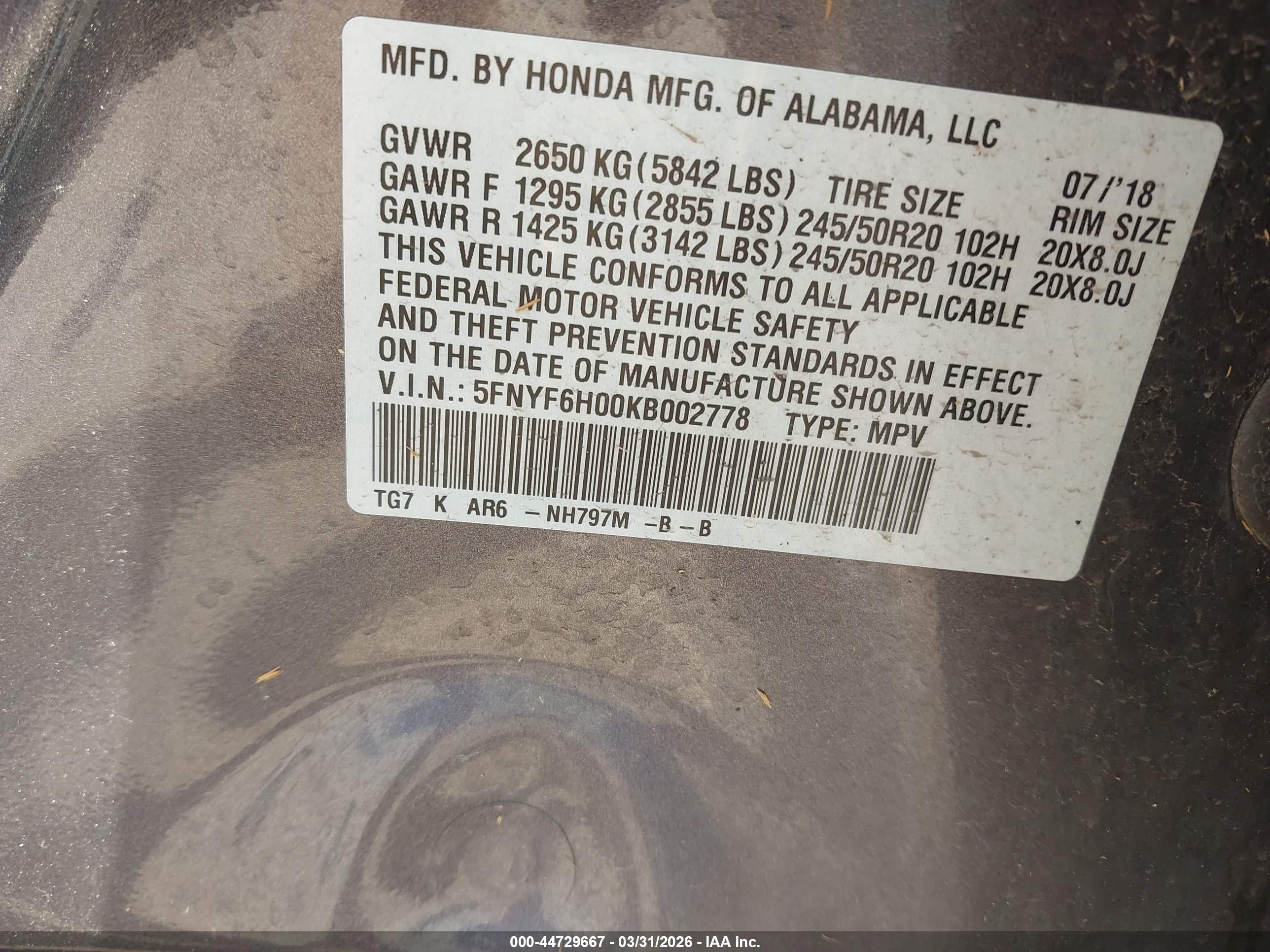 HONDA PILOT image 9