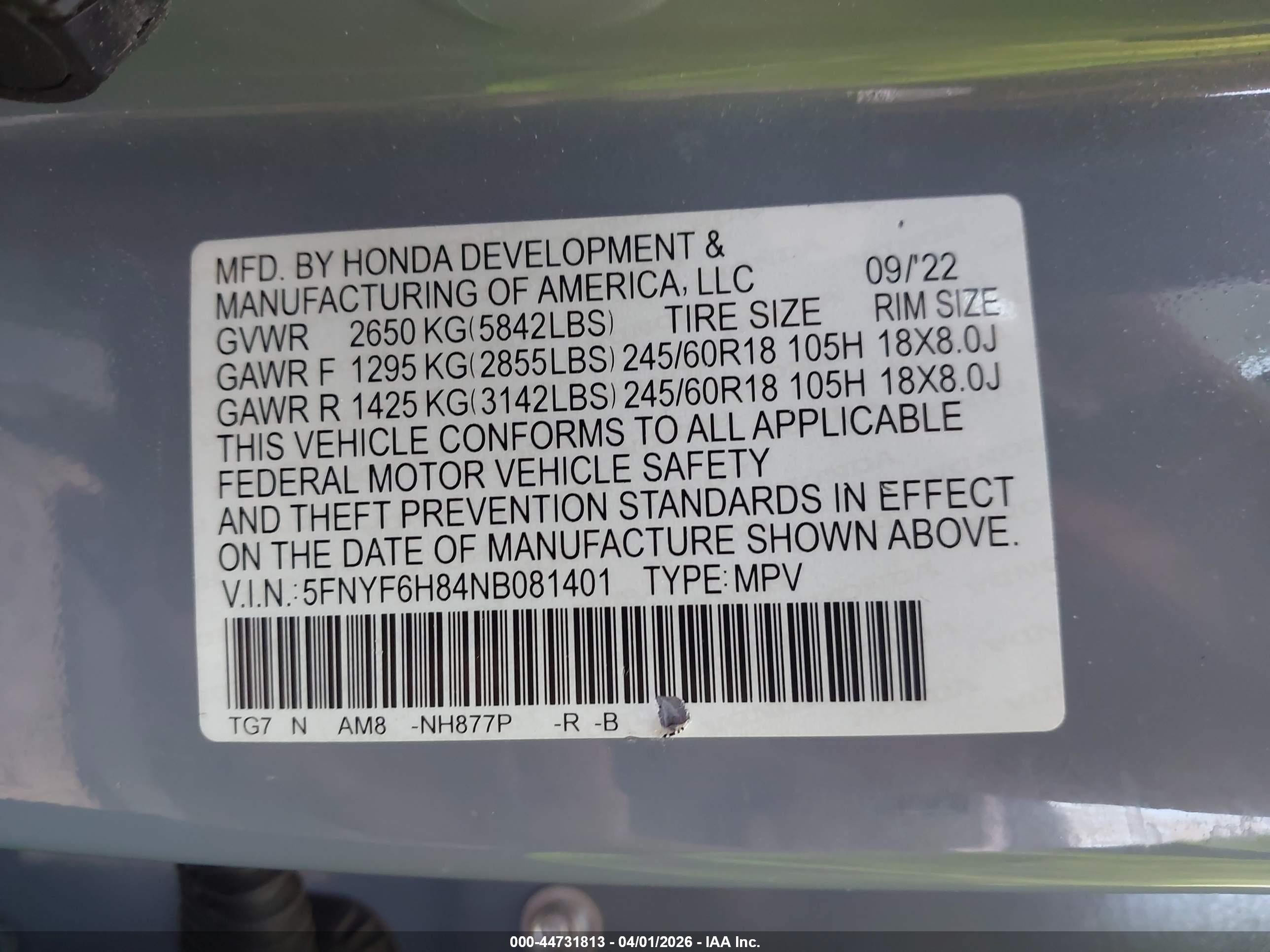 HONDA PILOT image 9