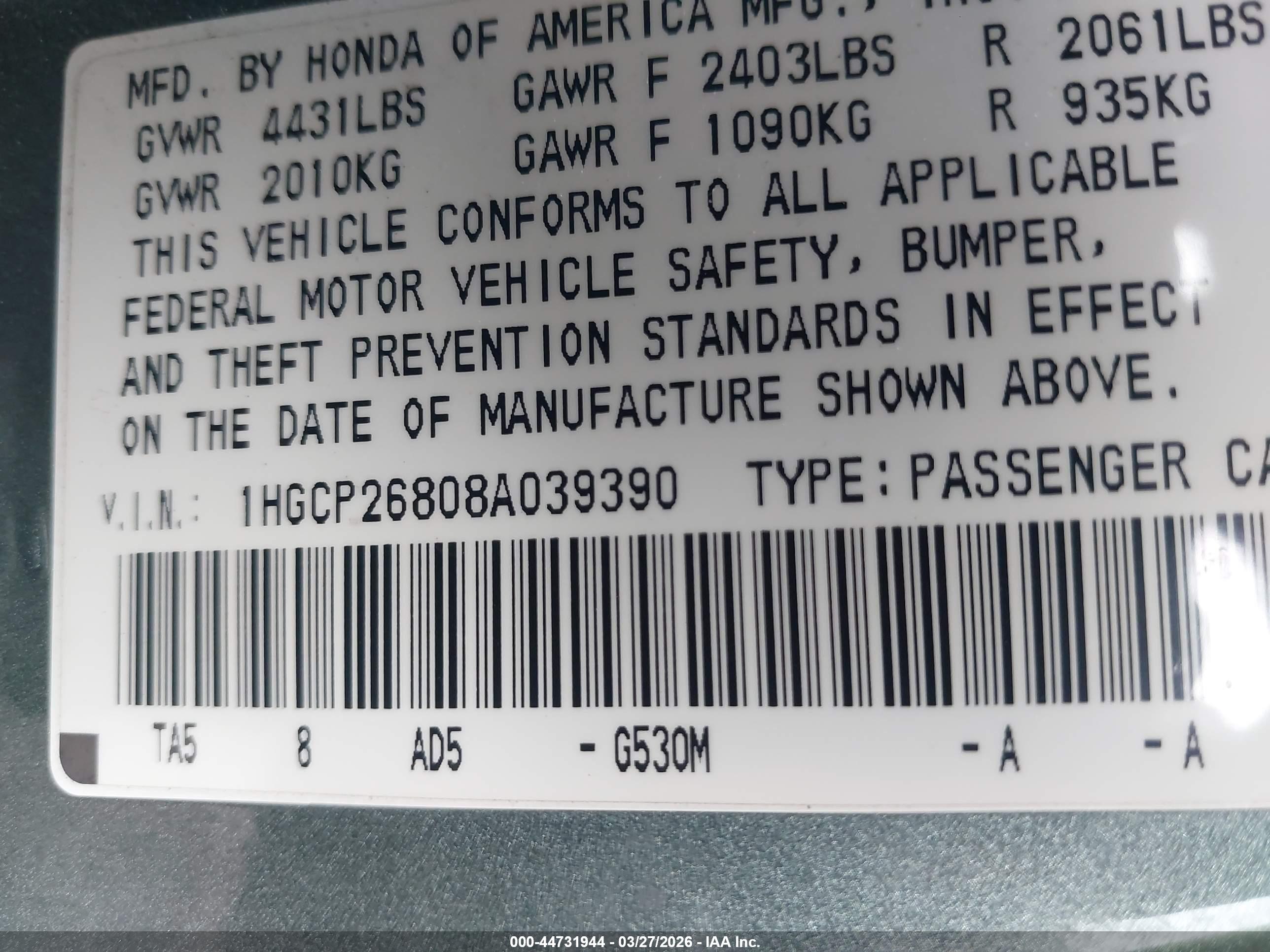 HONDA ACCORD image 9