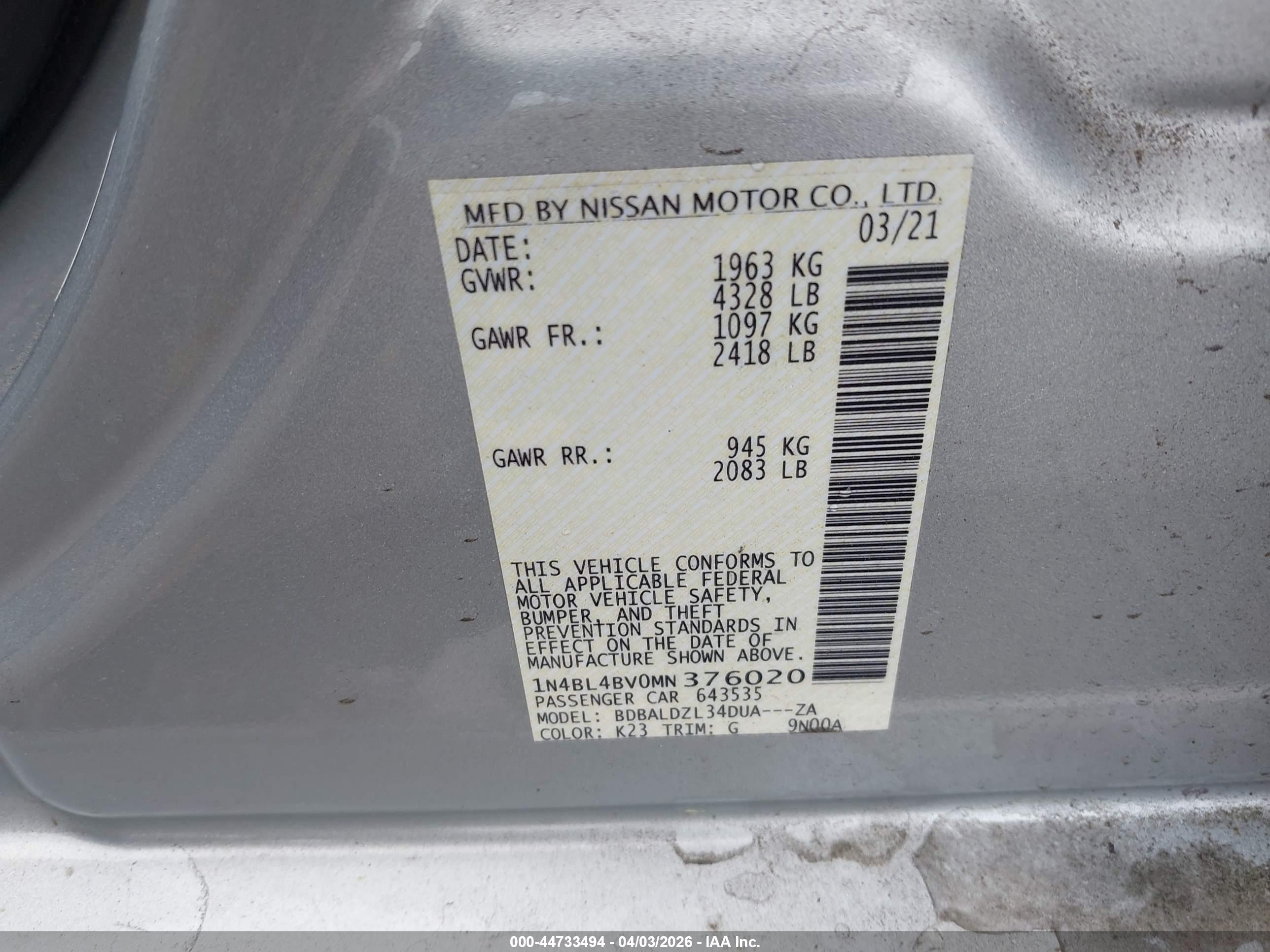 NISSAN ALTIMA image 9