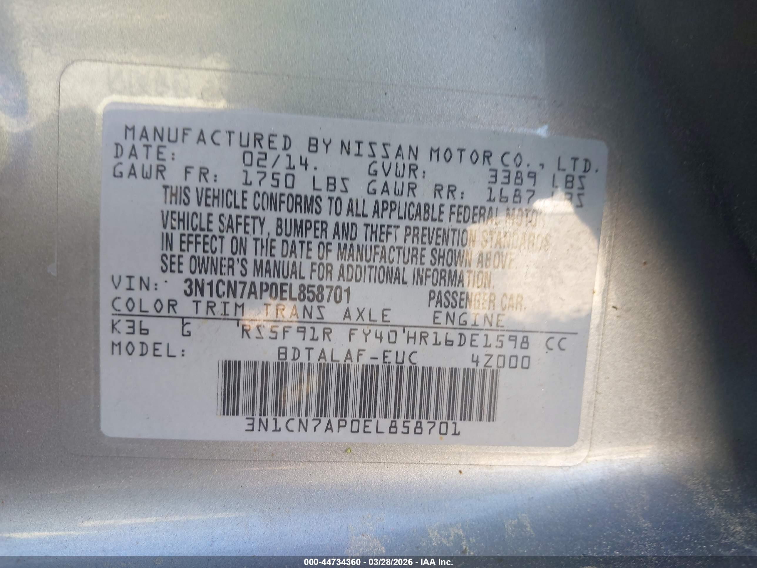 NISSAN VERSA image 9