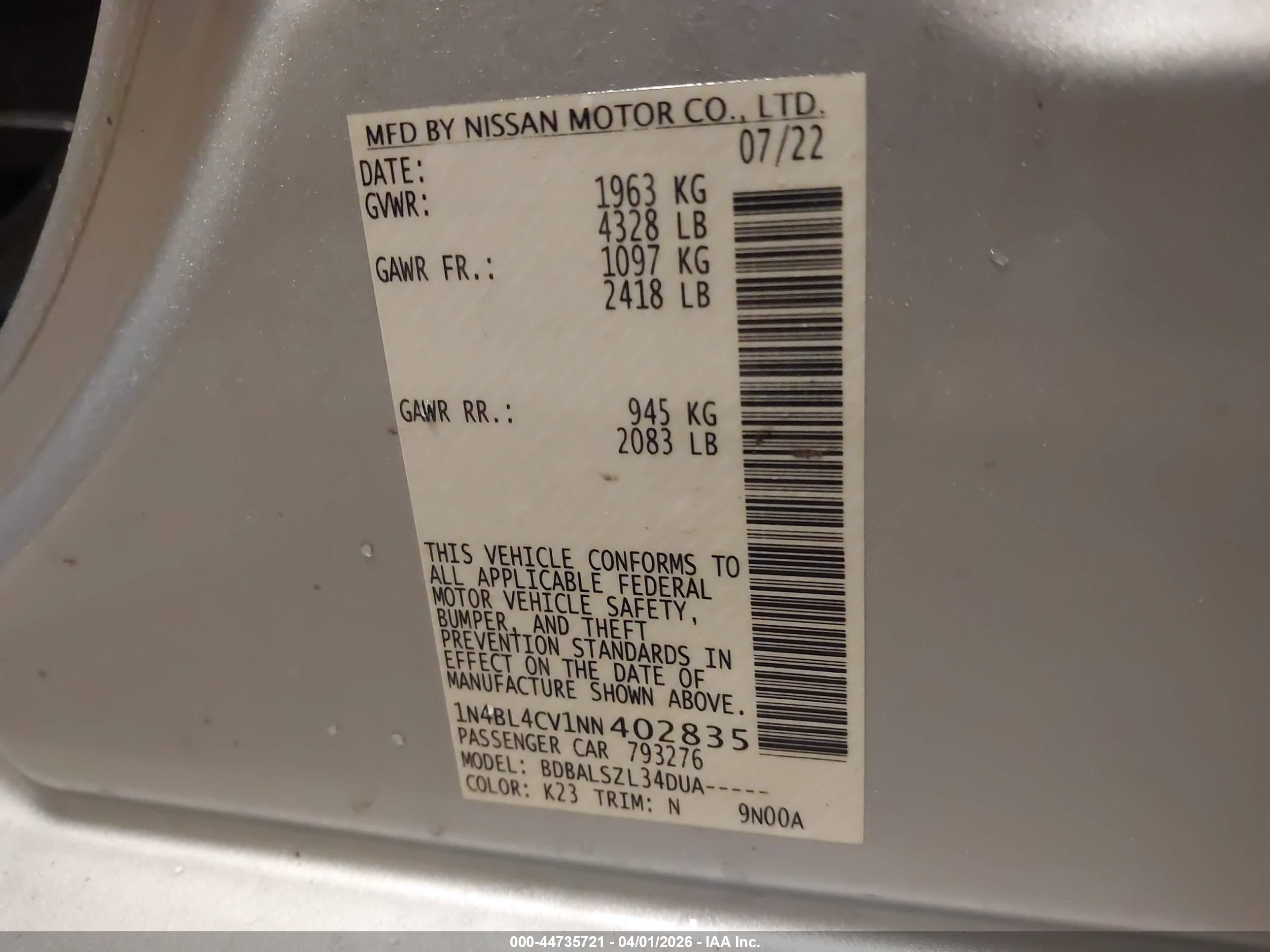 NISSAN ALTIMA image 9