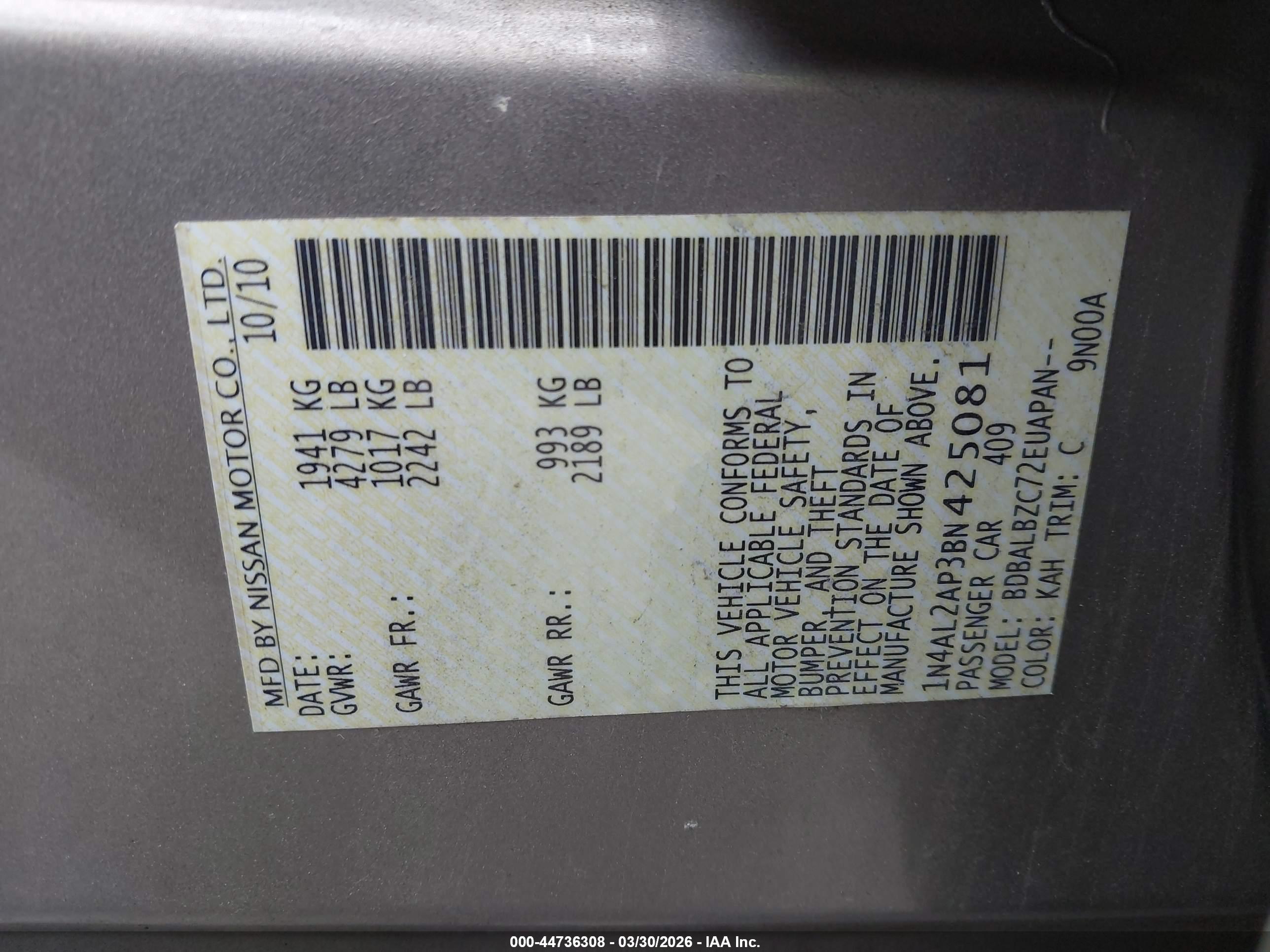 NISSAN ALTIMA image 9