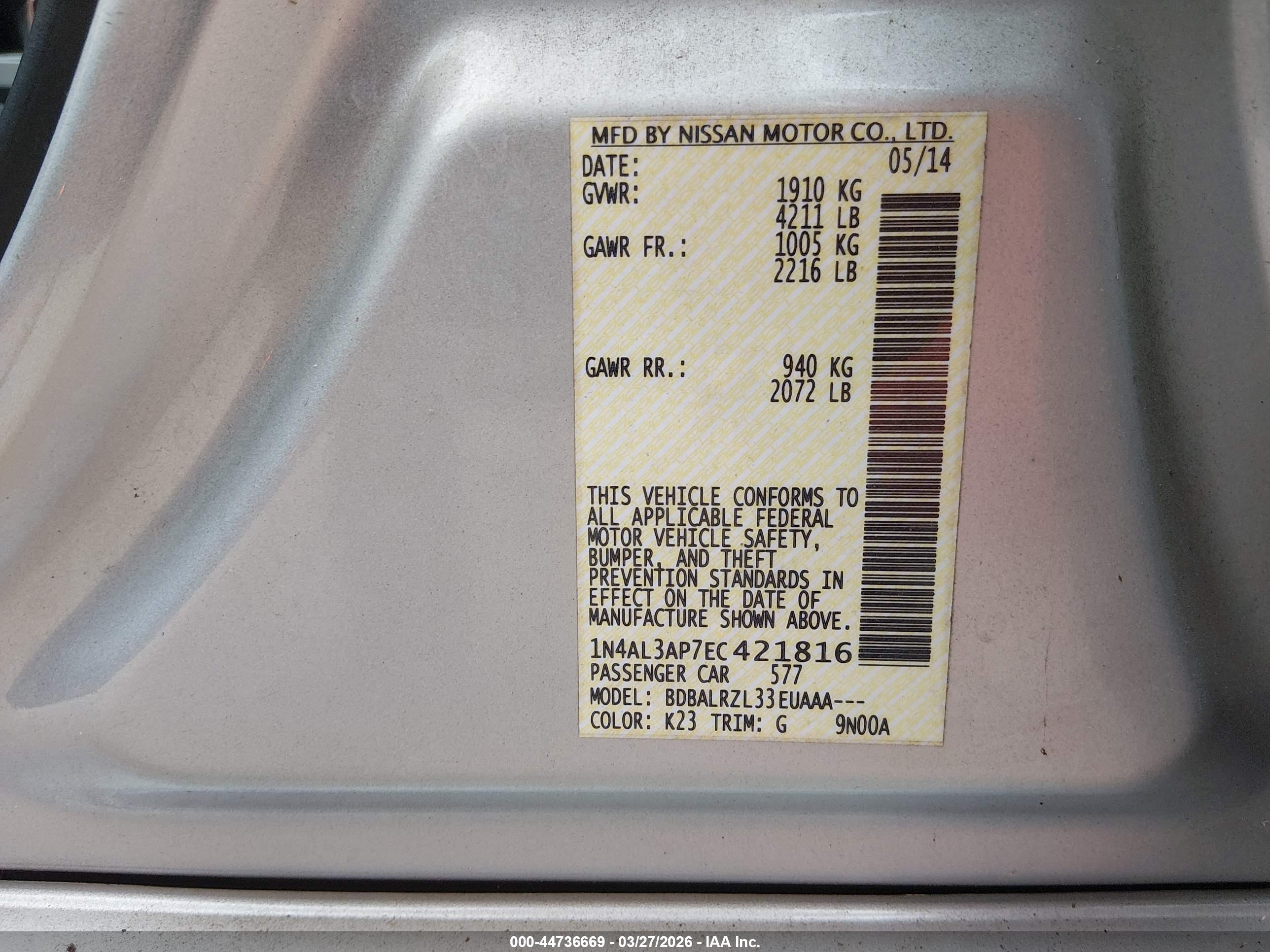 NISSAN ALTIMA image 9