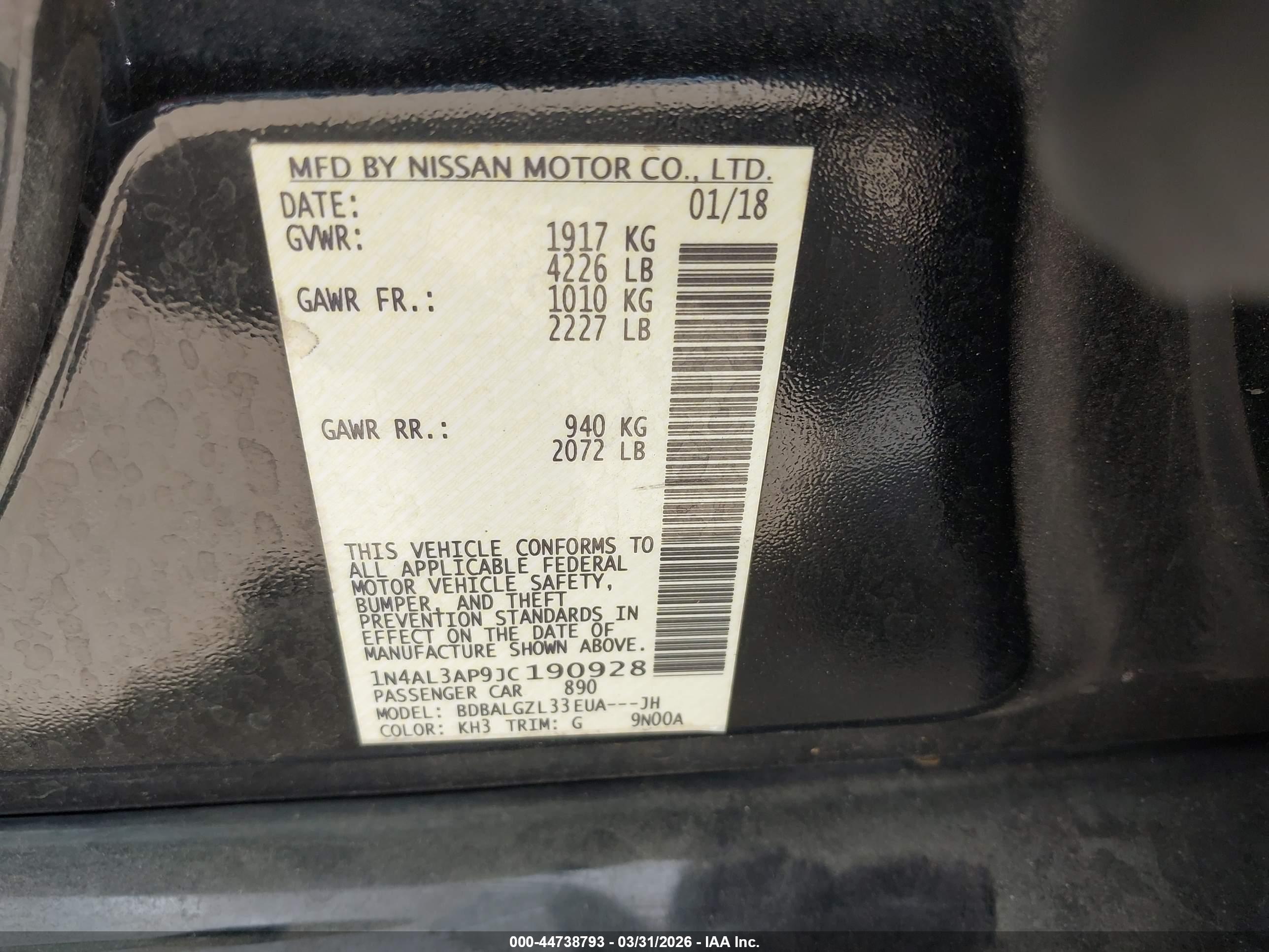 NISSAN ALTIMA image 9