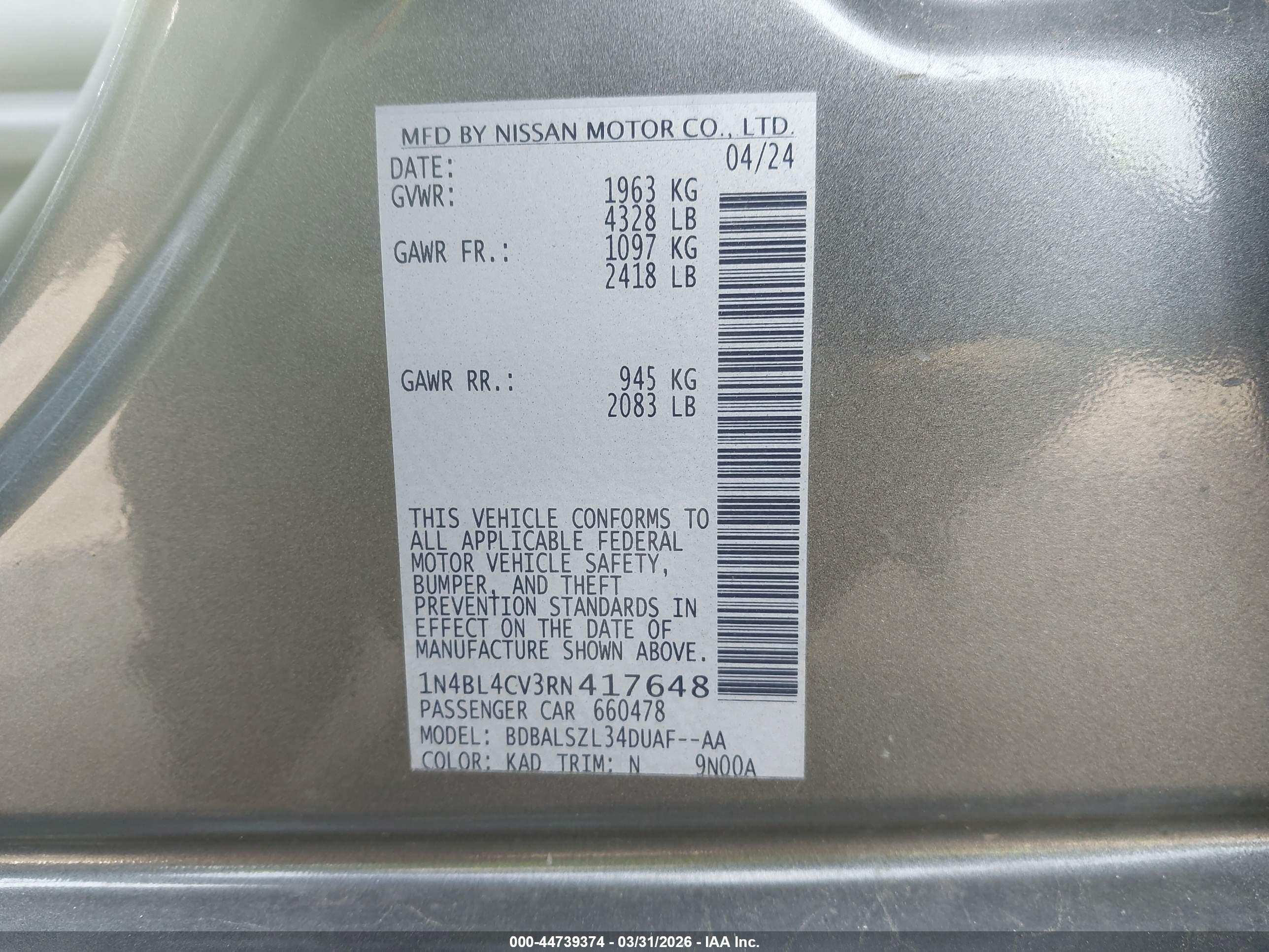 NISSAN ALTIMA image 9