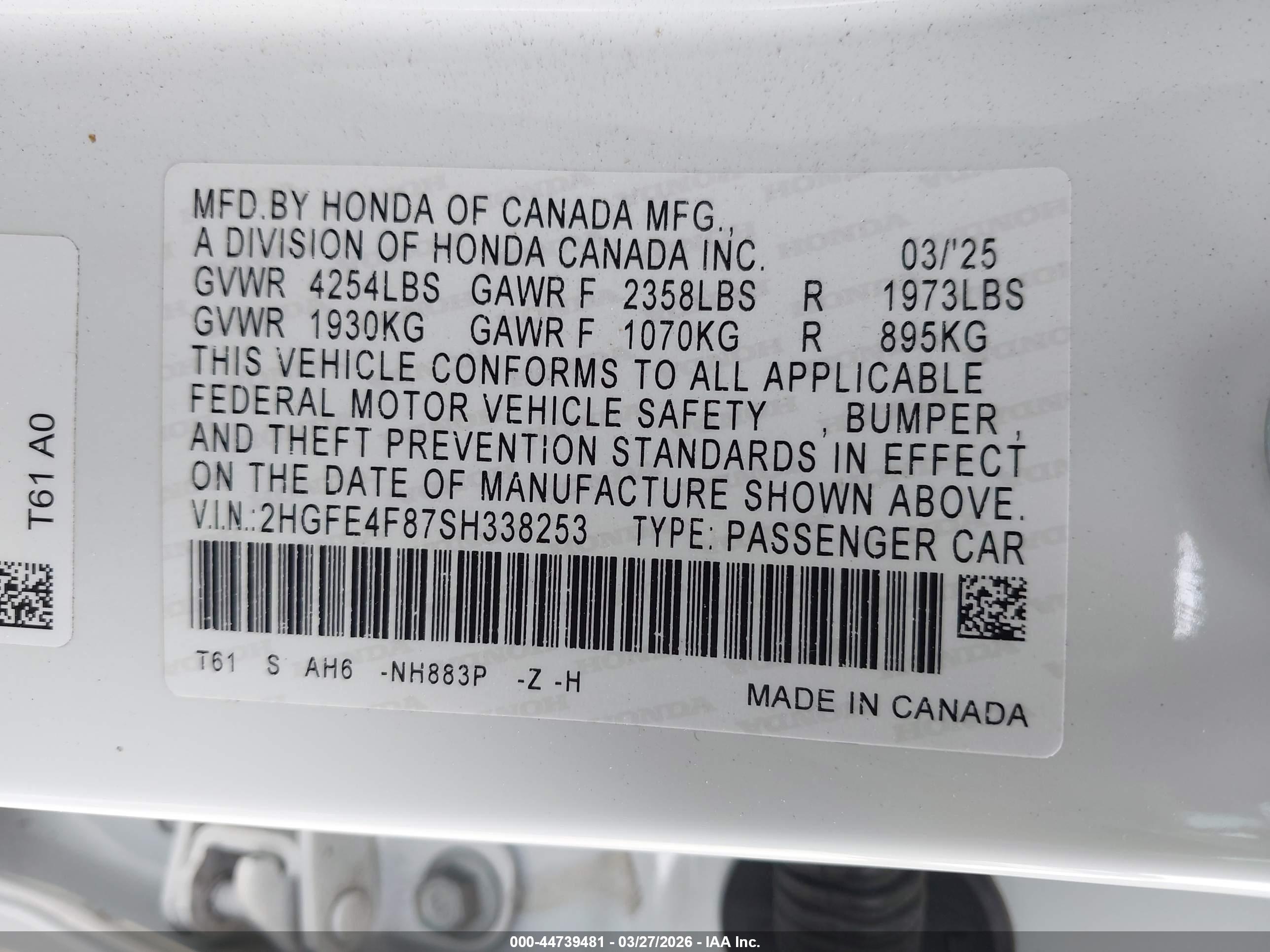 HONDA CIVIC image 9