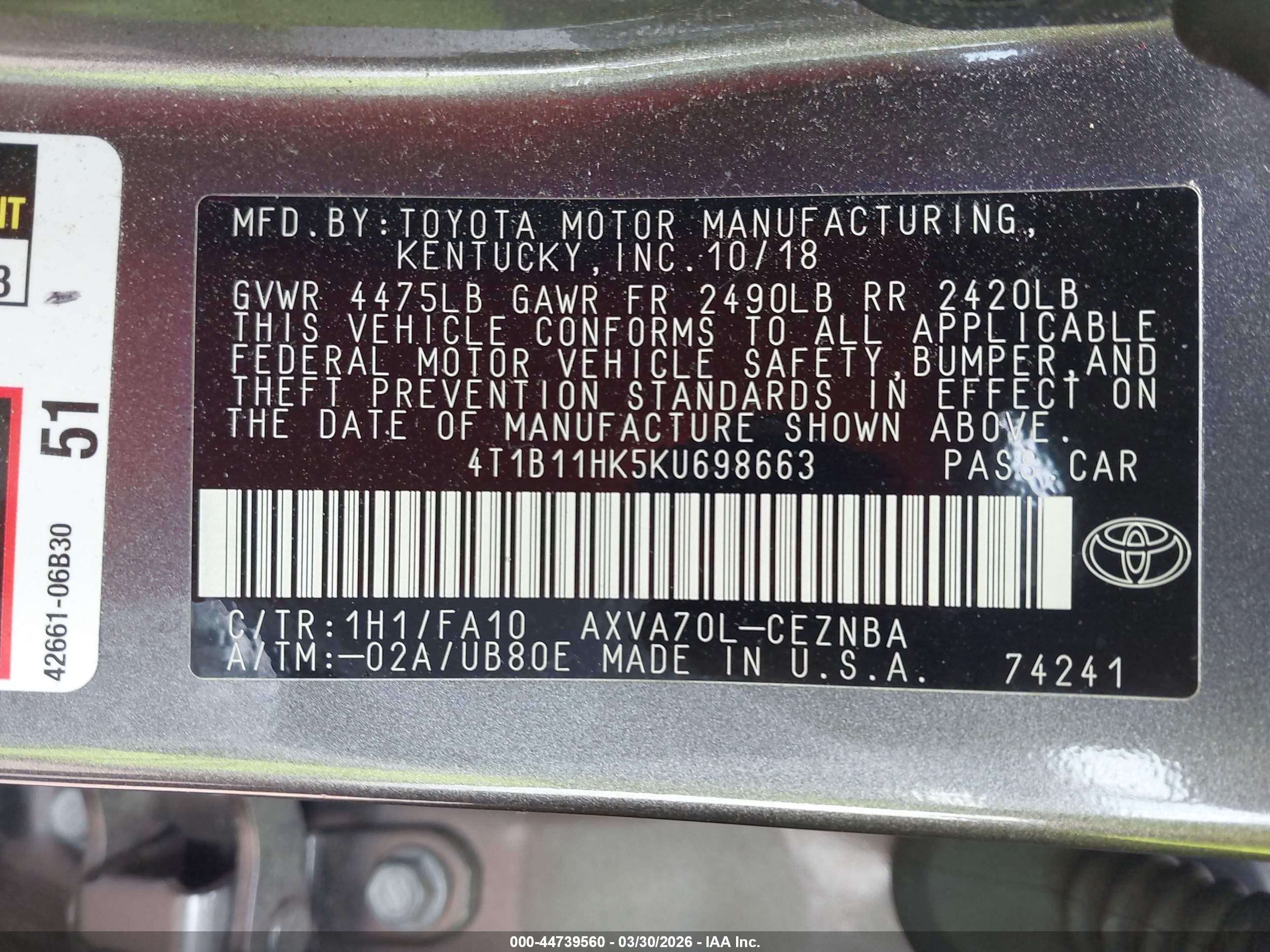 TOYOTA CAMRY image 9