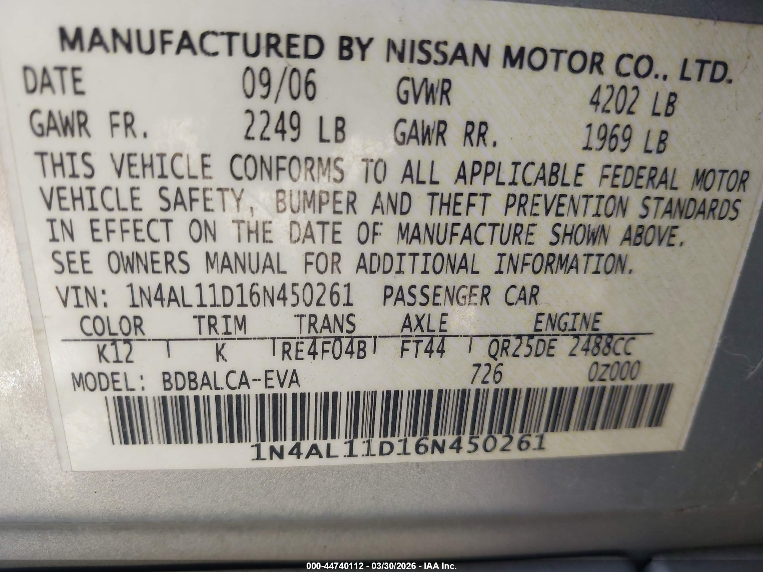 NISSAN ALTIMA image 9