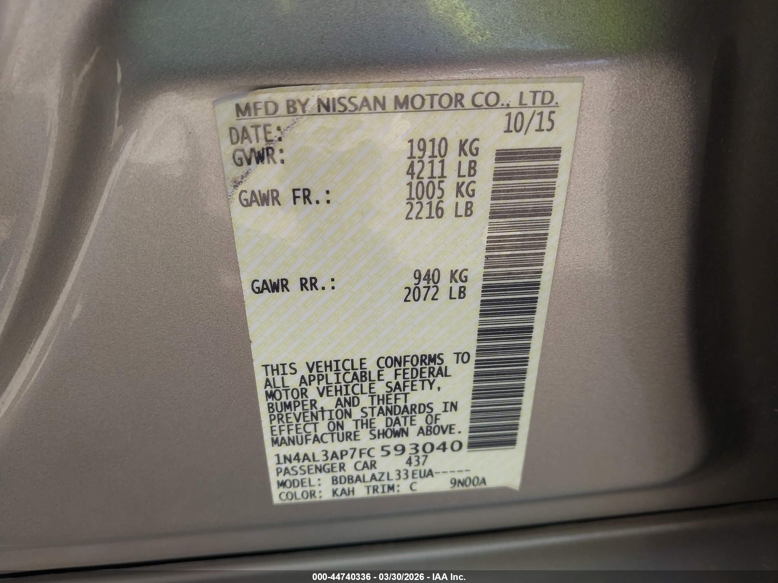 NISSAN ALTIMA image 9