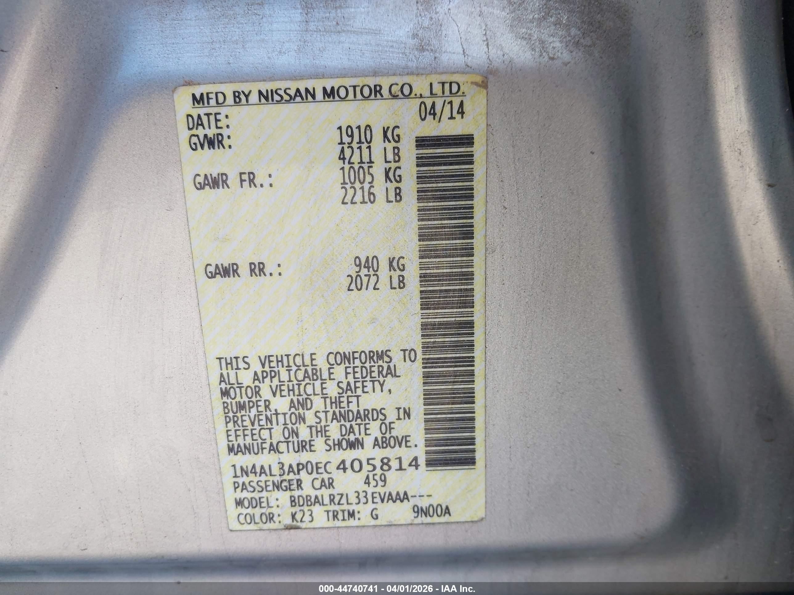 NISSAN ALTIMA image 9
