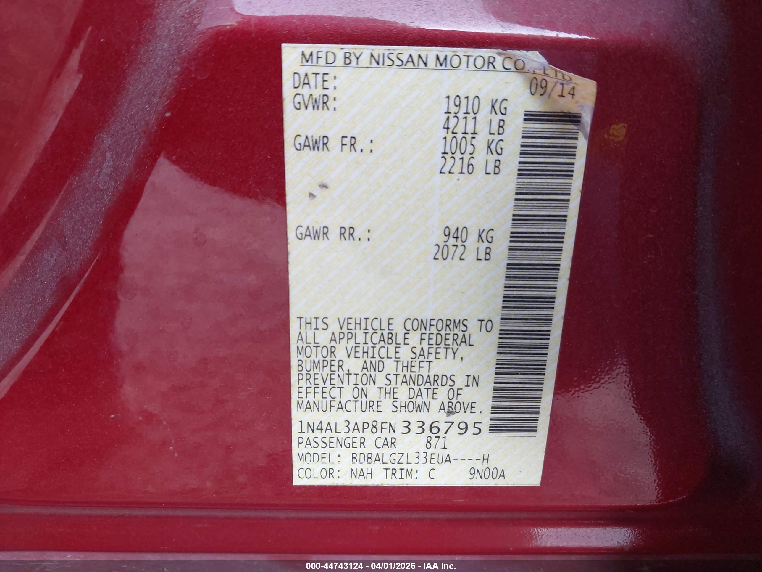 NISSAN ALTIMA image 9