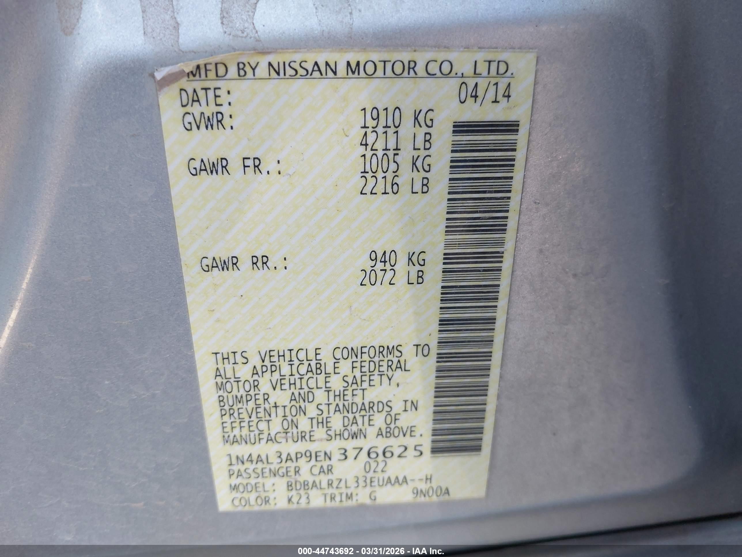 NISSAN ALTIMA image 9