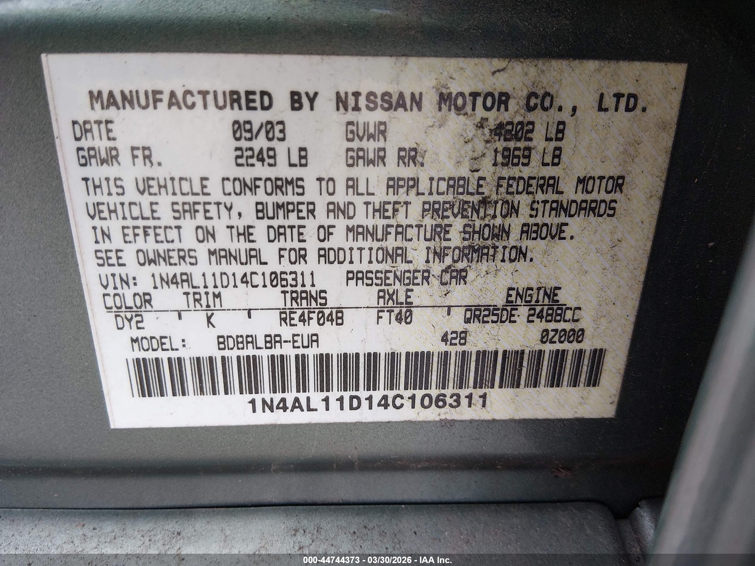 NISSAN ALTIMA image 9