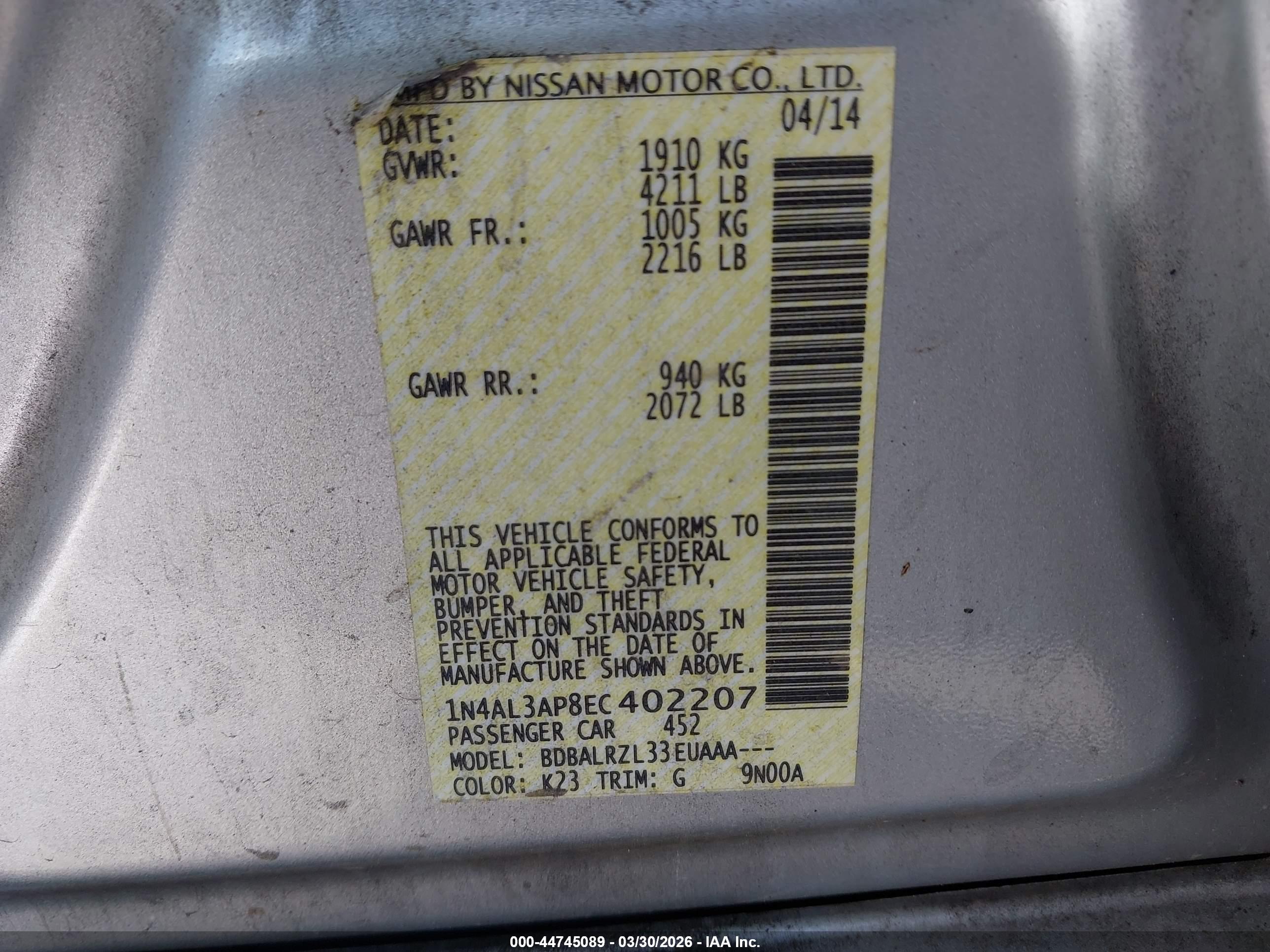 NISSAN ALTIMA image 9