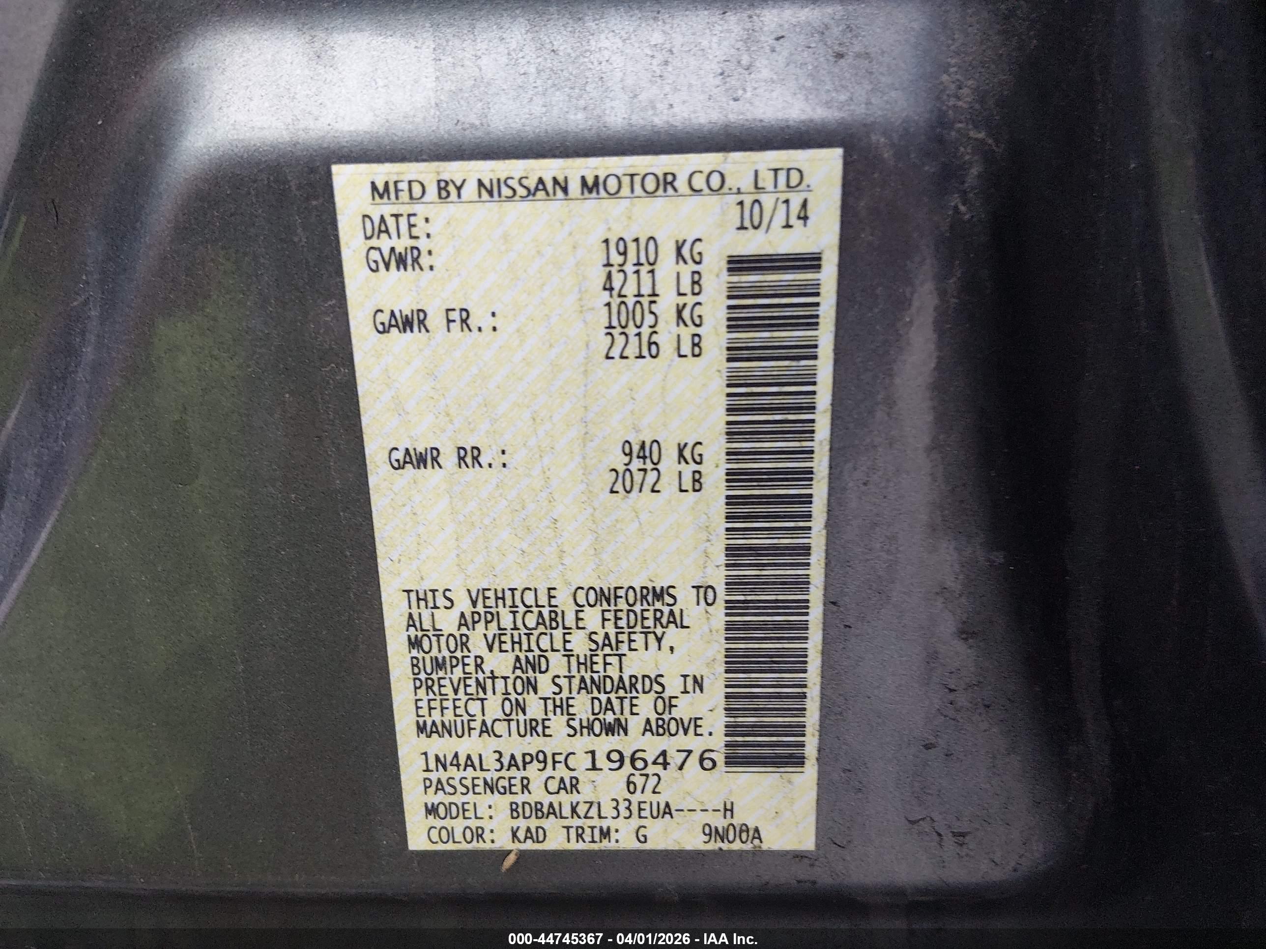 NISSAN ALTIMA image 9